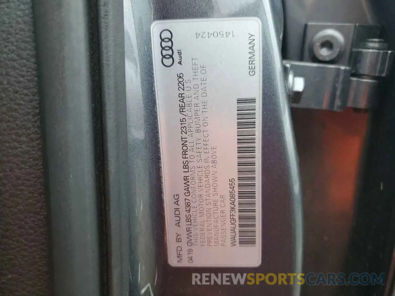 13 Photograph of a damaged car WAUAUGFF3KA085455 AUDI A3 2019