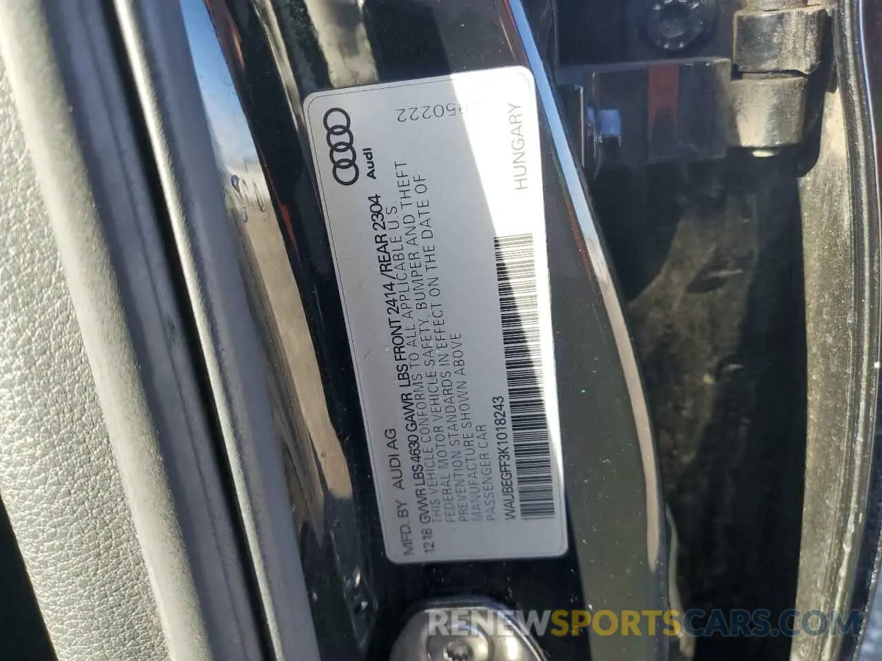 12 Photograph of a damaged car WAUBEGFF3K1018243 AUDI A3 2019