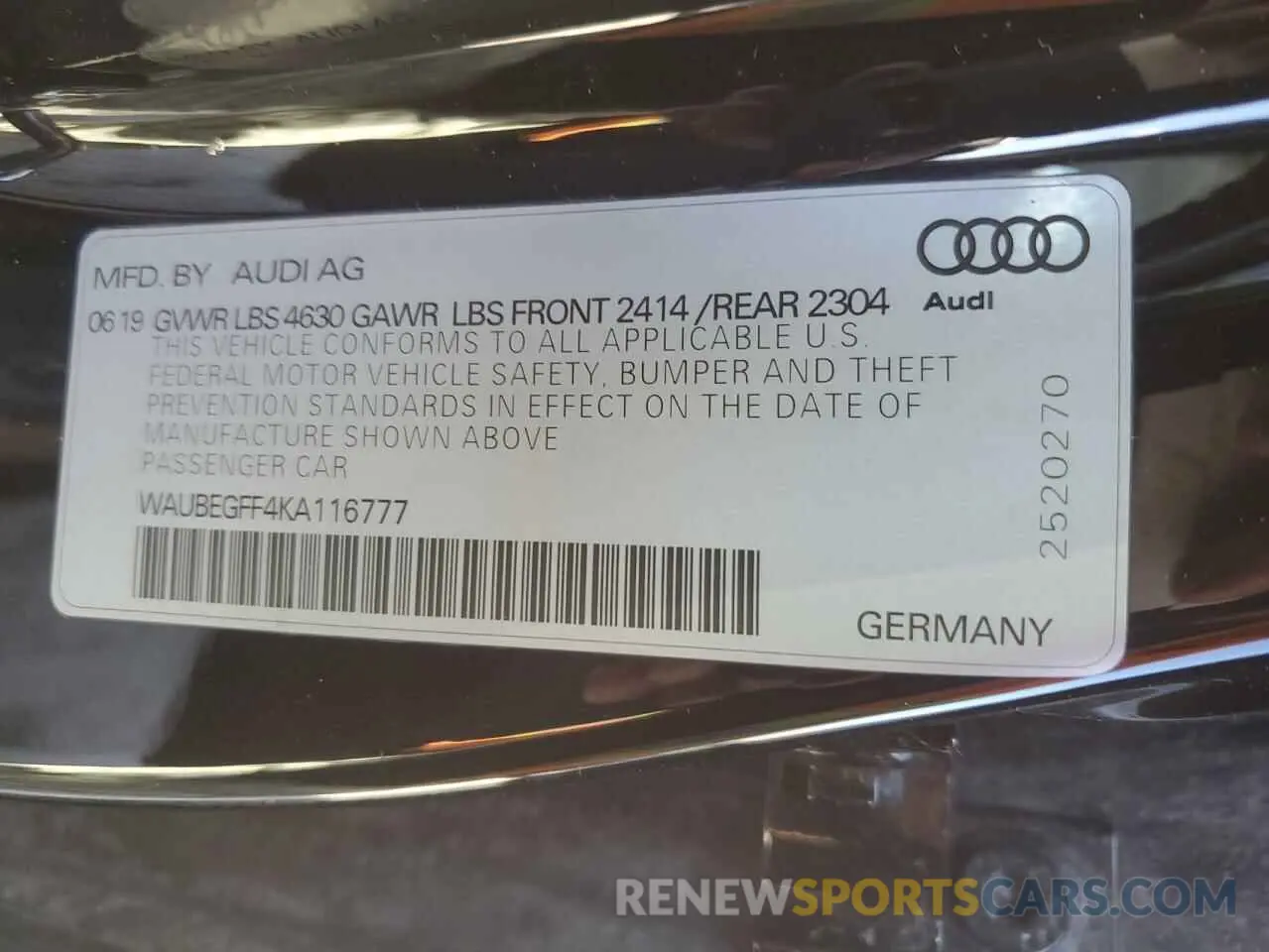 12 Photograph of a damaged car WAUBEGFF4KA116777 AUDI A3 2019