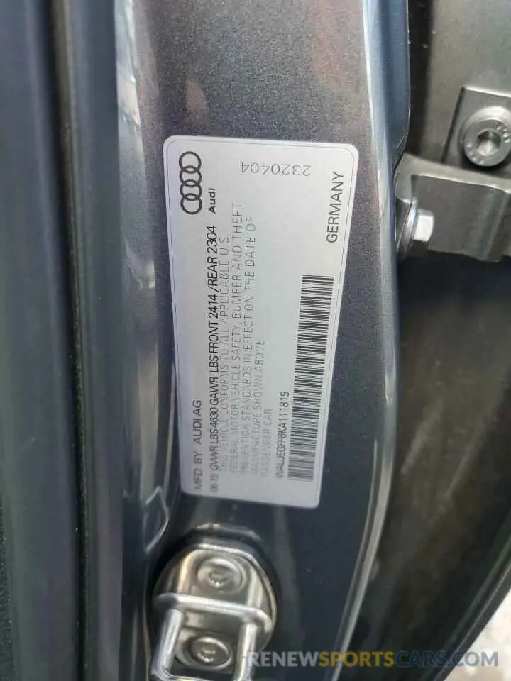 12 Photograph of a damaged car WAUJEGFF8KA111819 AUDI A3 2019