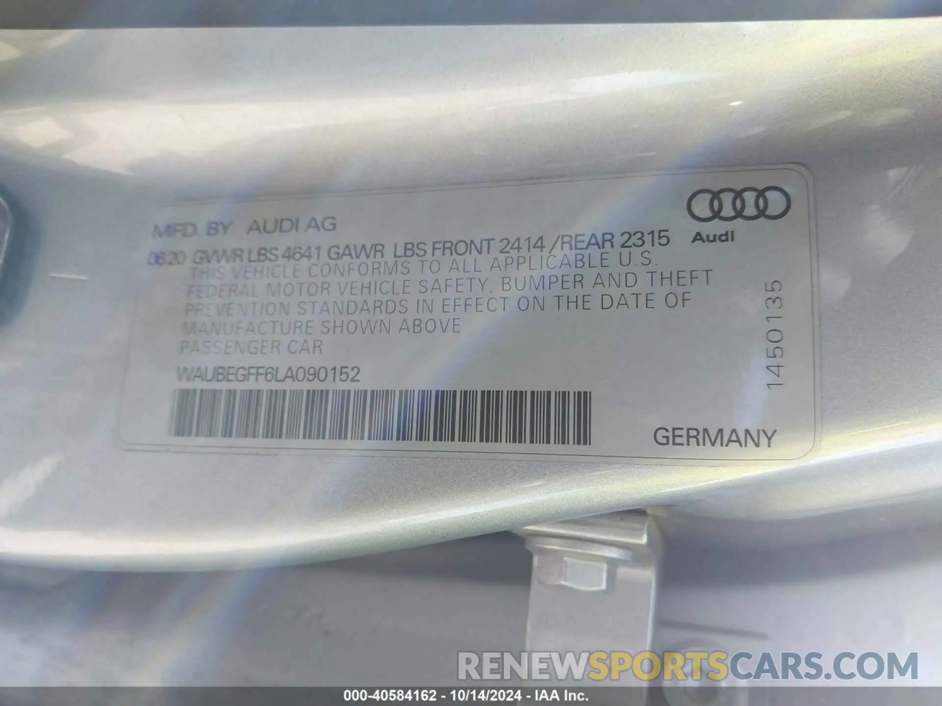 9 Photograph of a damaged car WAUBEGFF6LA090152 AUDI A3 2020