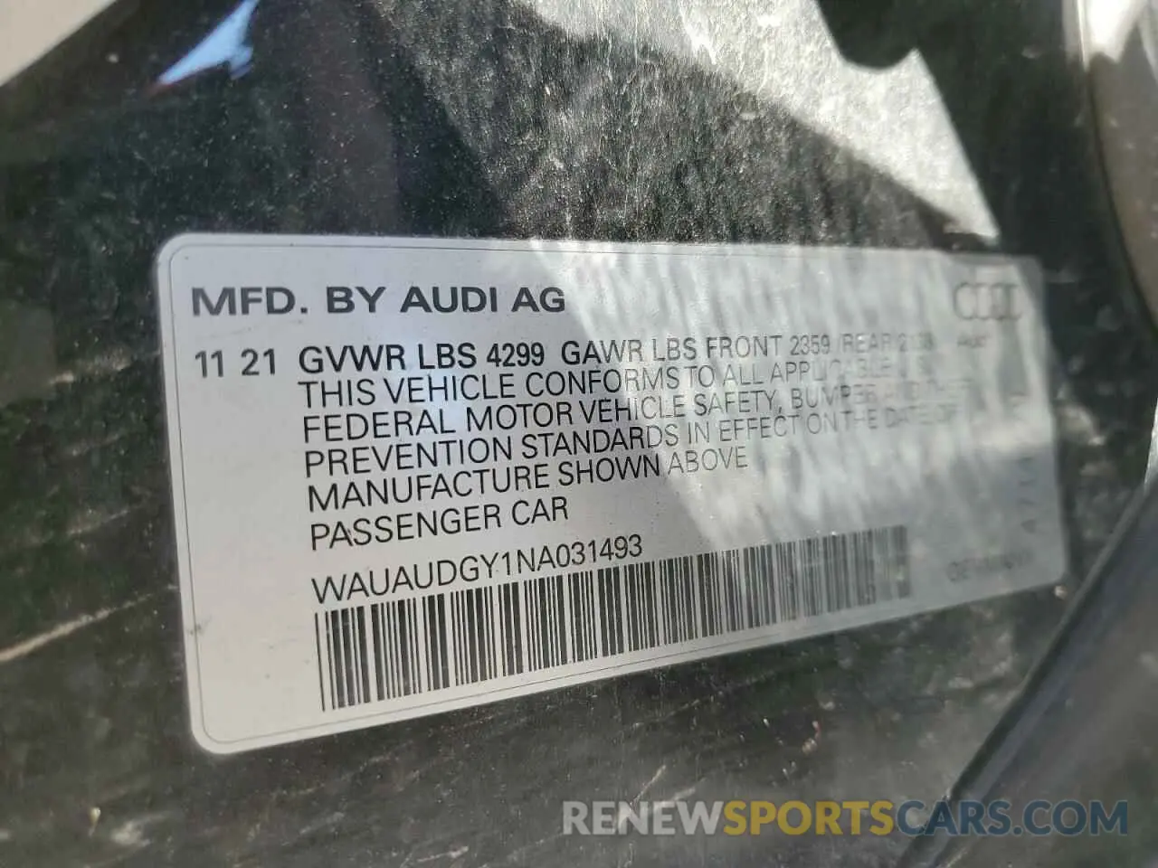 13 Photograph of a damaged car WAUAUDGY1NA031493 AUDI A3 2022