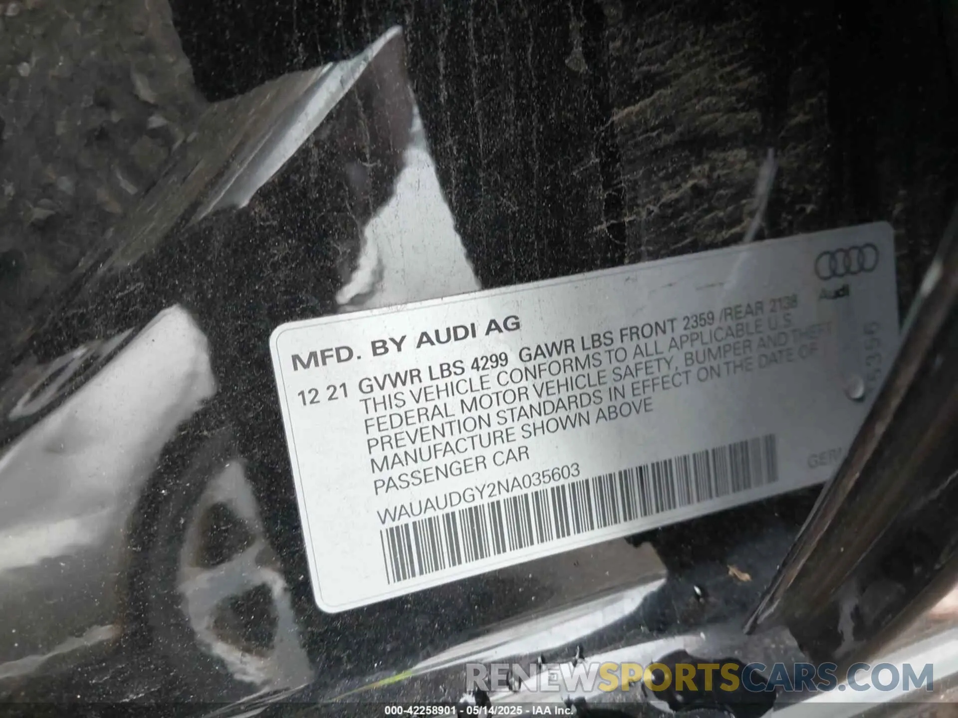 9 Photograph of a damaged car WAUAUDGY2NA035603 AUDI A3 2022