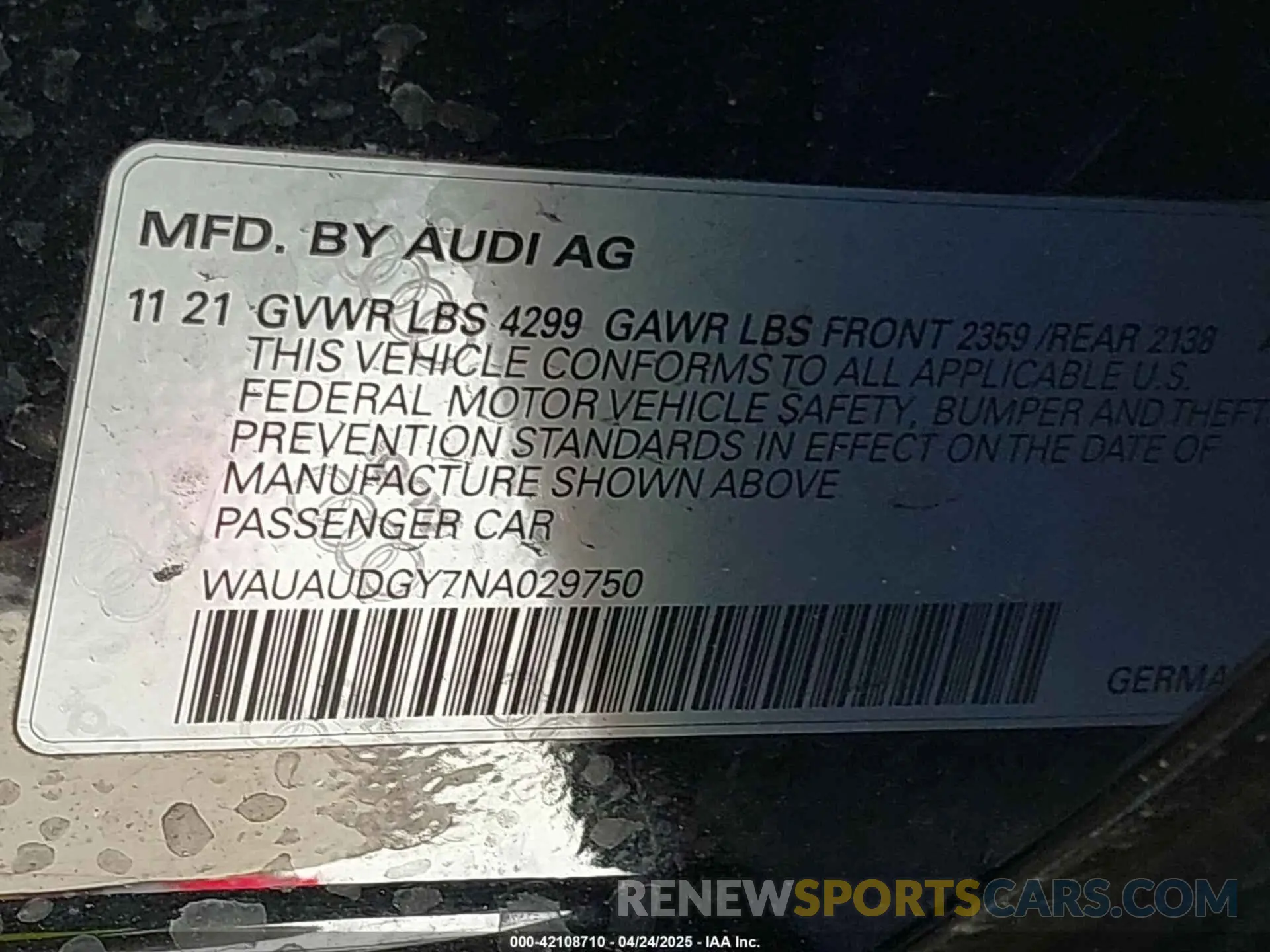 9 Photograph of a damaged car WAUAUDGY7NA029750 AUDI A3 2022