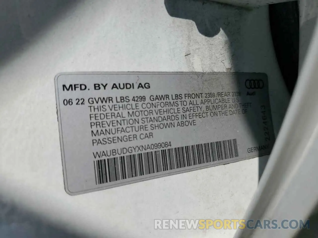 13 Photograph of a damaged car WAUBUDGYXNA099084 AUDI A3 2022