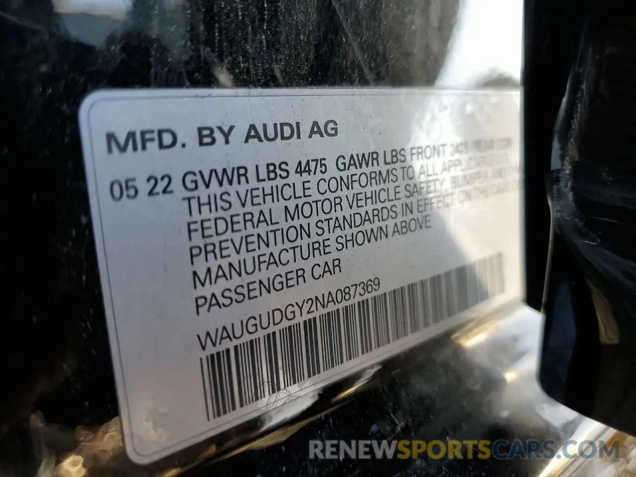 12 Photograph of a damaged car WAUGUDGY2NA087369 AUDI A3 2022