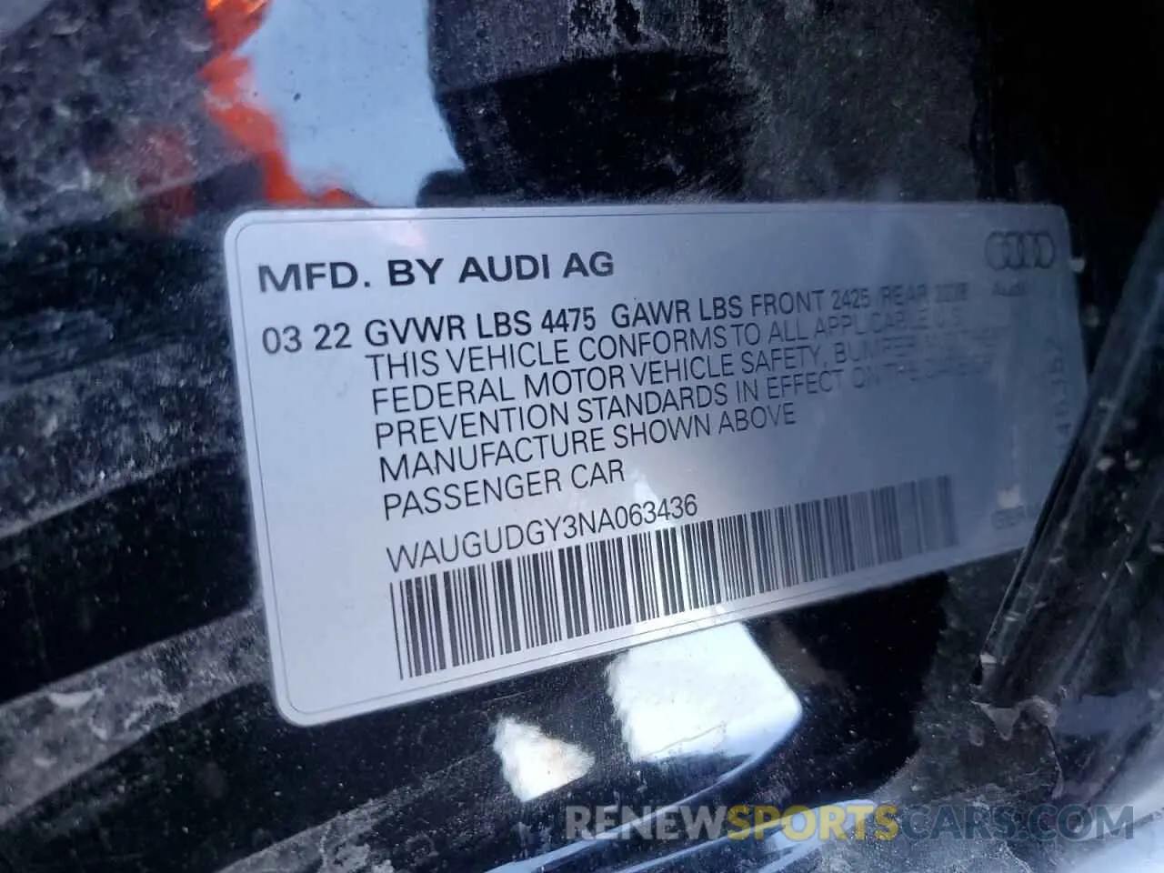 12 Photograph of a damaged car WAUGUDGY3NA063436 AUDI A3 2022