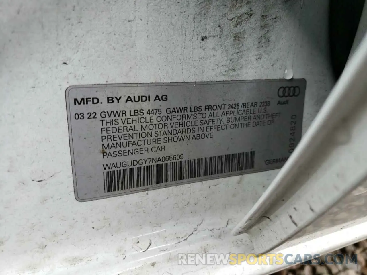 13 Photograph of a damaged car WAUGUDGY7NA065609 AUDI A3 2022