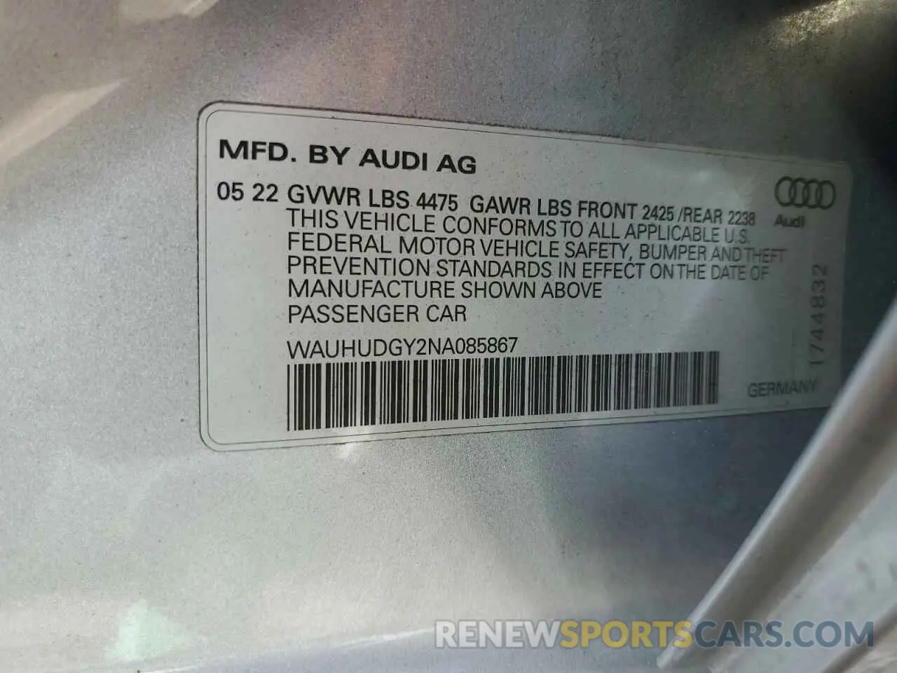 12 Photograph of a damaged car WAUHUDGY2NA085867 AUDI A3 2022