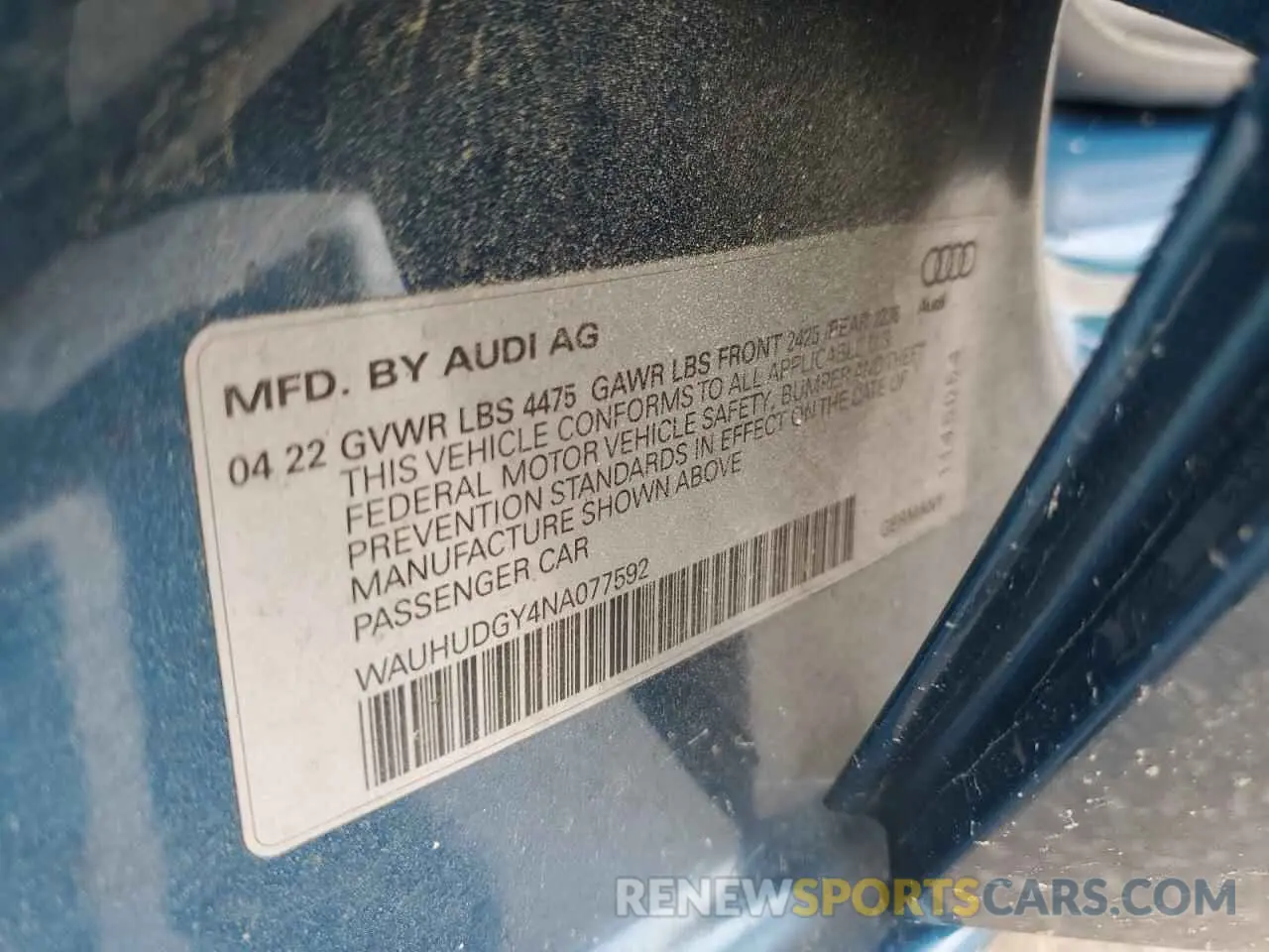 12 Photograph of a damaged car WAUHUDGY4NA077592 AUDI A3 2022