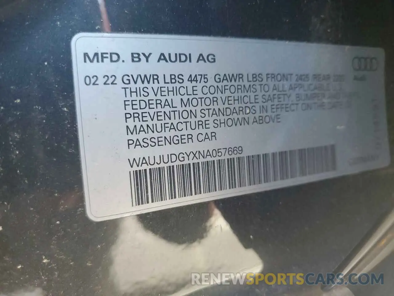 13 Photograph of a damaged car WAUJUDGYXNA057669 AUDI A3 2022