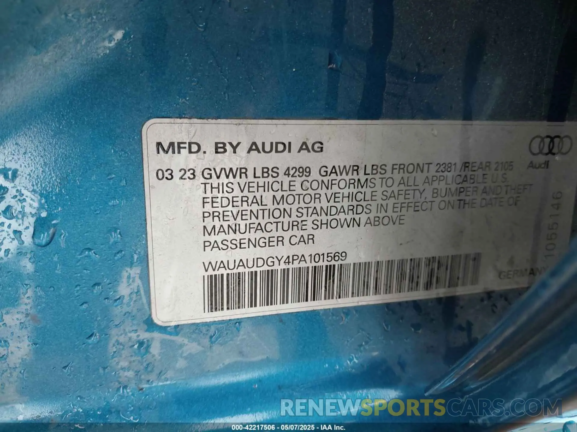 9 Photograph of a damaged car WAUAUDGY4PA101569 AUDI A3 2023