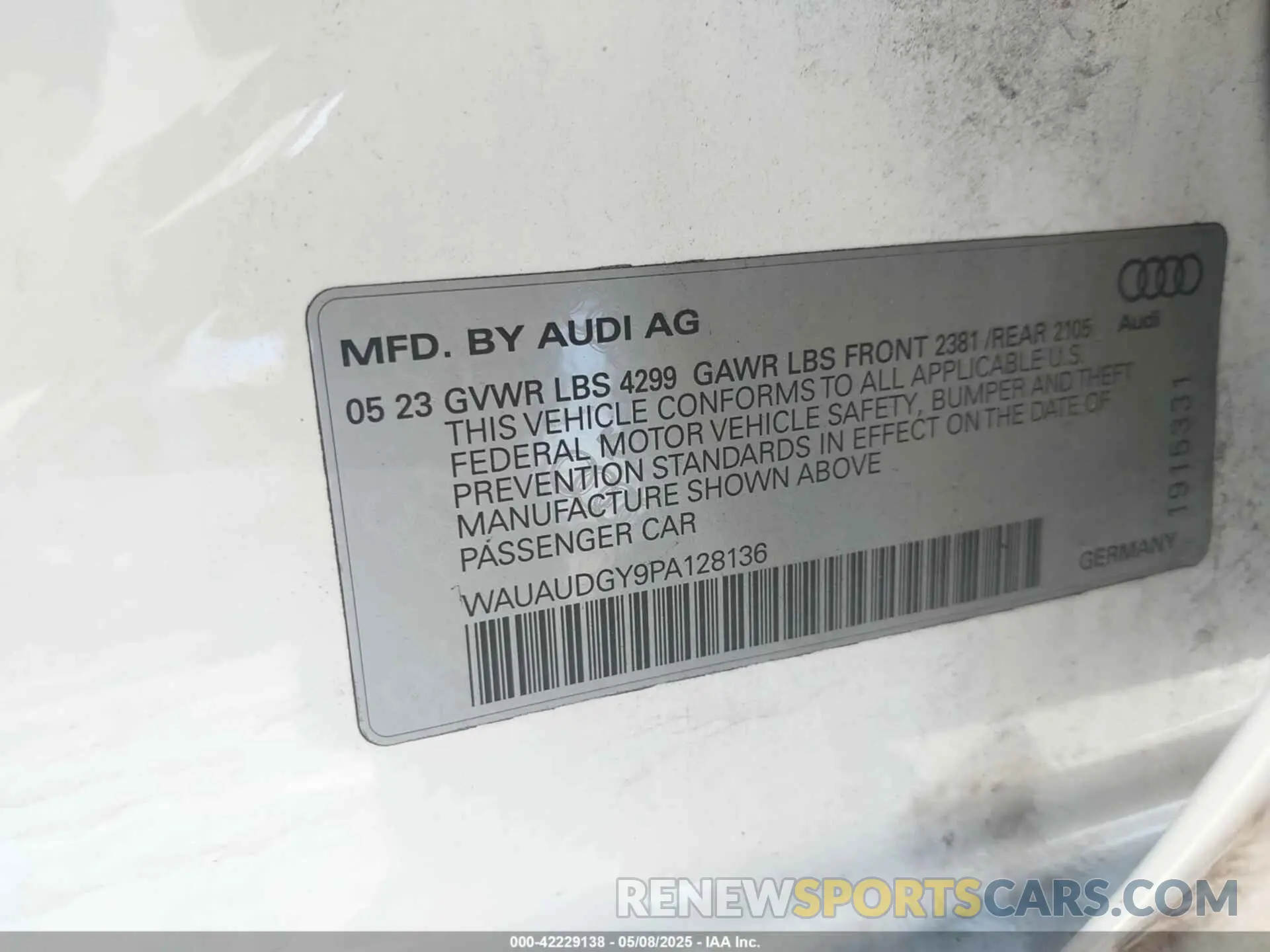 9 Photograph of a damaged car WAUAUDGY9PA128136 AUDI A3 2023