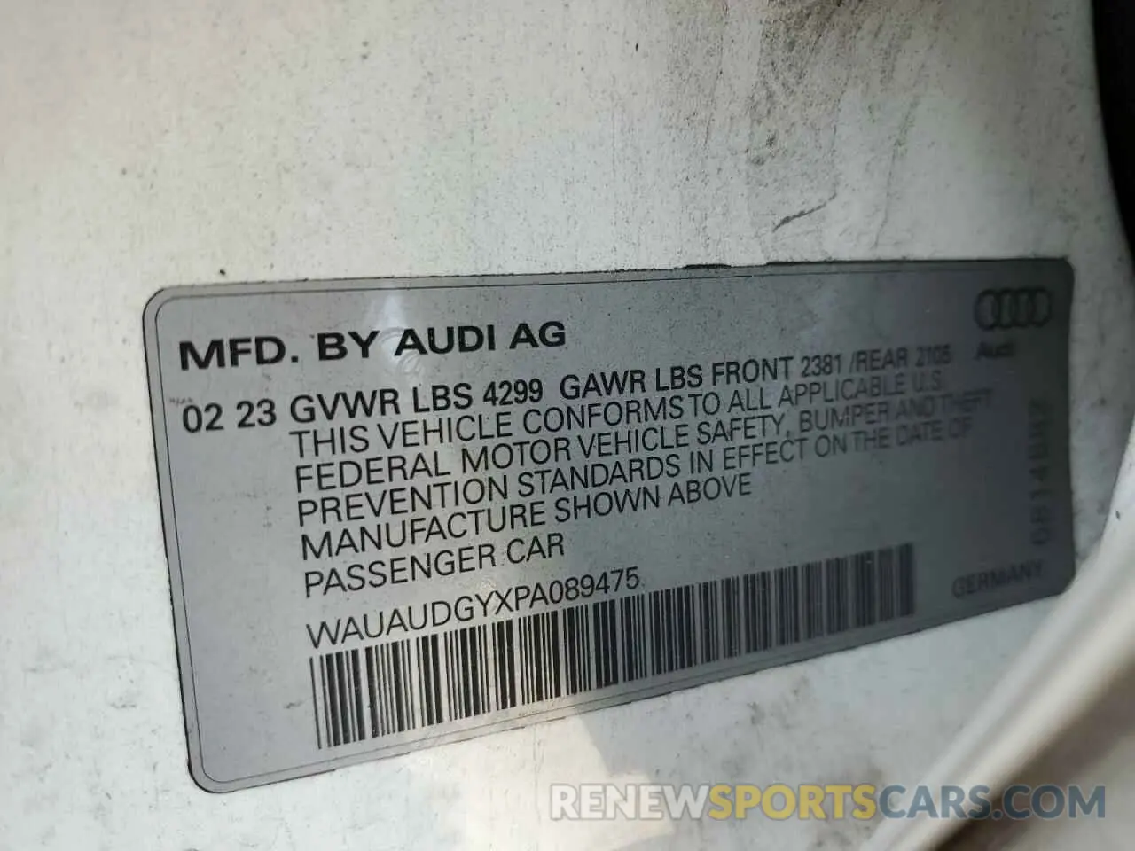 13 Photograph of a damaged car WAUAUDGYXPA089475 AUDI A3 2023