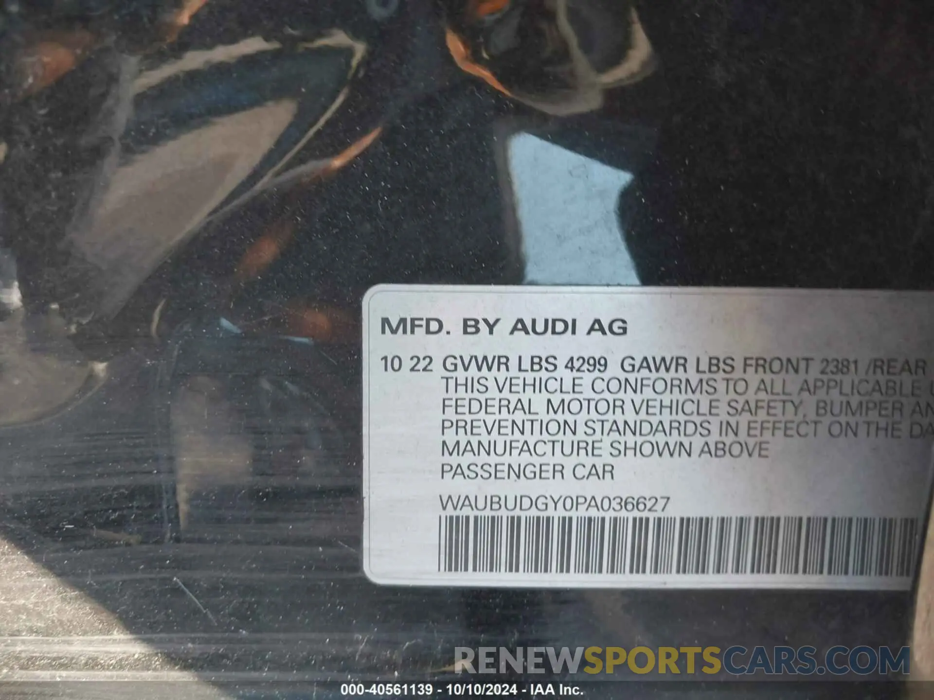 9 Photograph of a damaged car WAUBUDGY0PA036627 AUDI A3 2023