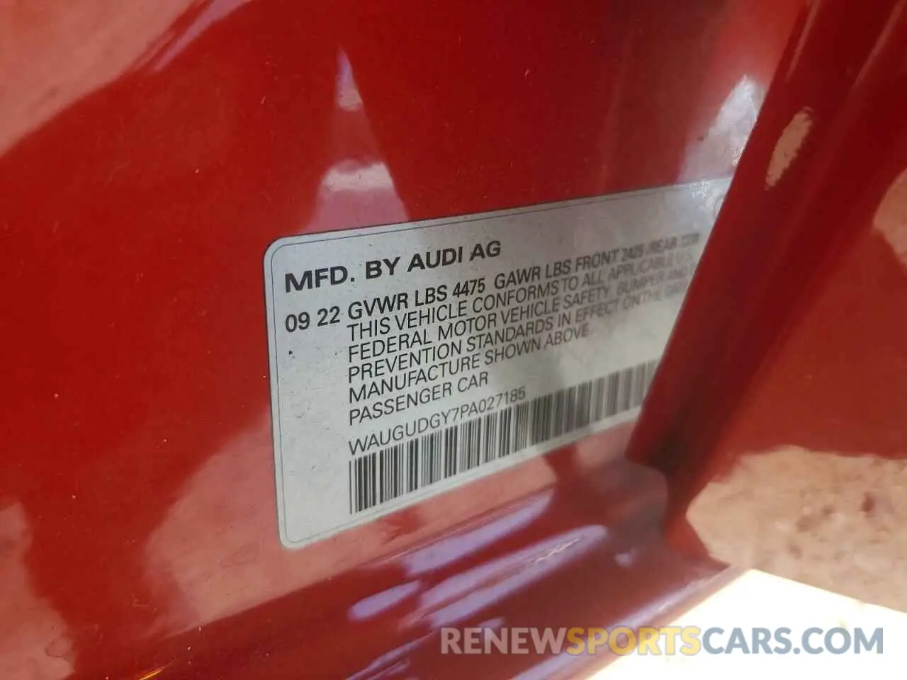 12 Photograph of a damaged car WAUGUDGY7PA027185 AUDI A3 2023
