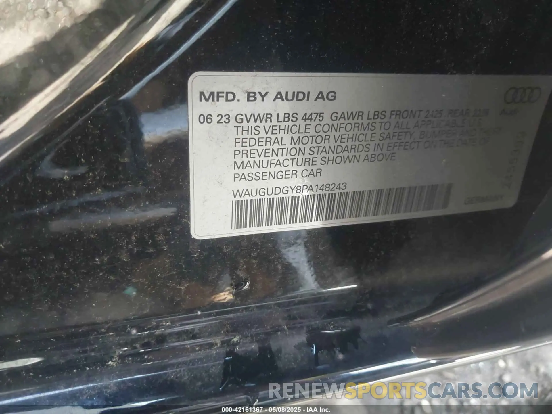 9 Photograph of a damaged car WAUGUDGY8PA148243 AUDI A3 2023