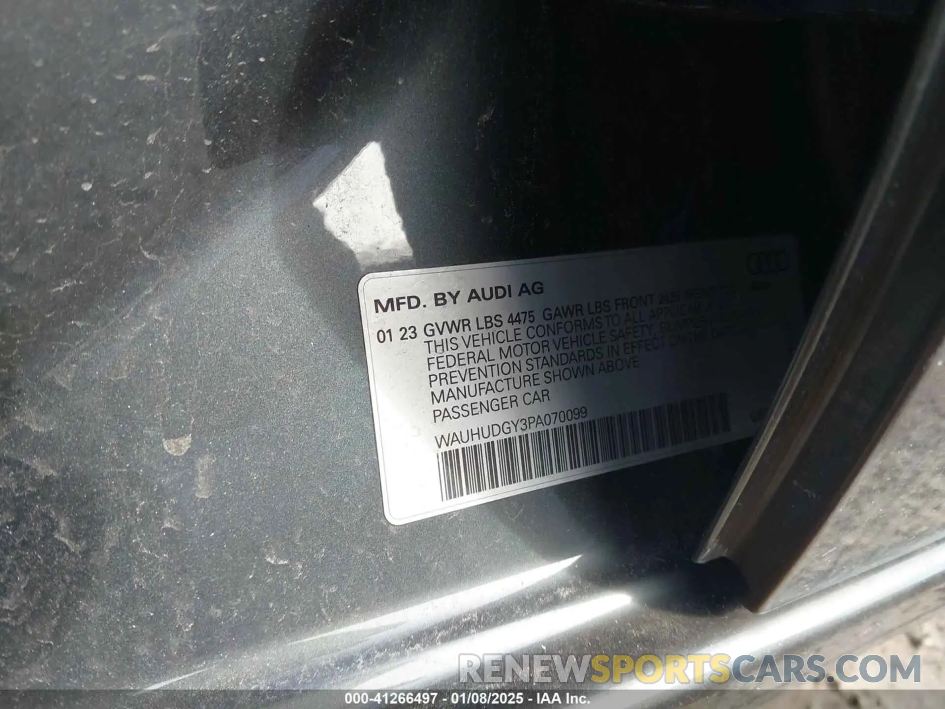 9 Photograph of a damaged car WAUHUDGY3PA070099 AUDI A3 2023