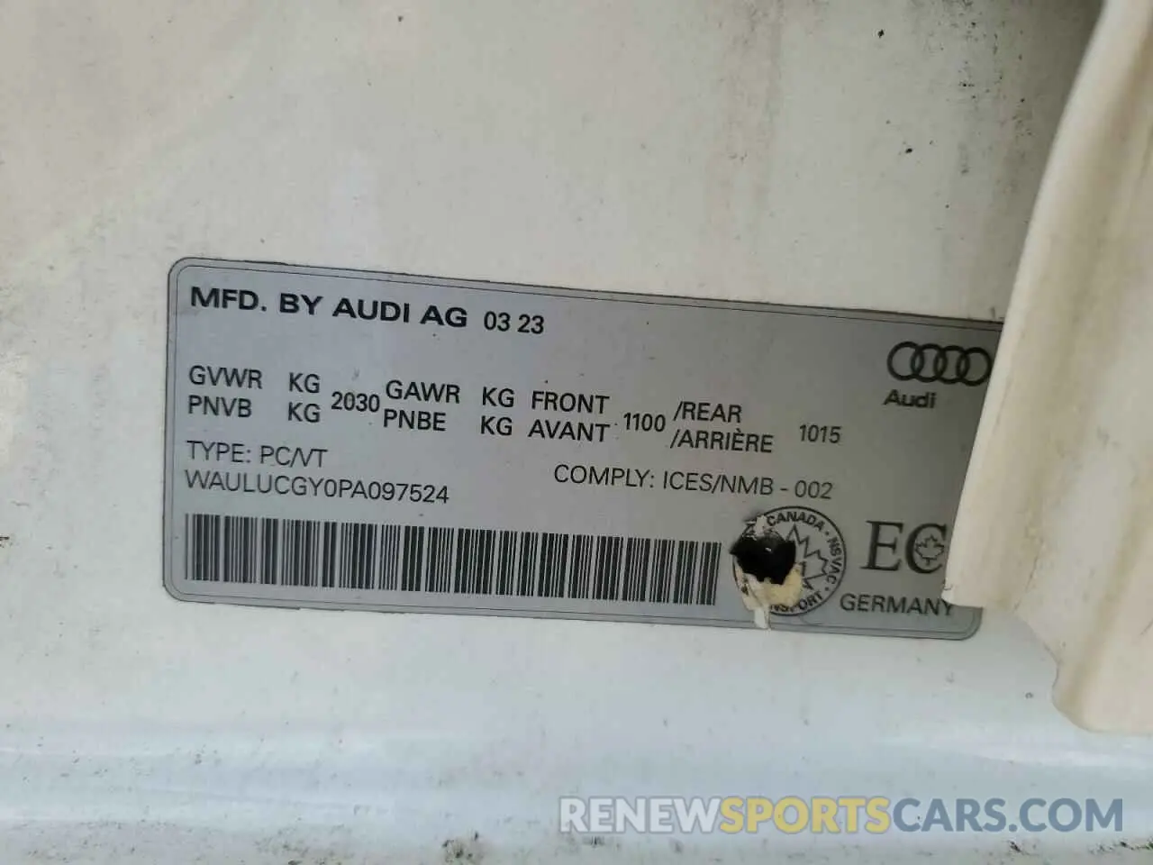 13 Photograph of a damaged car WAULUCGY0PA097524 AUDI A3 2023