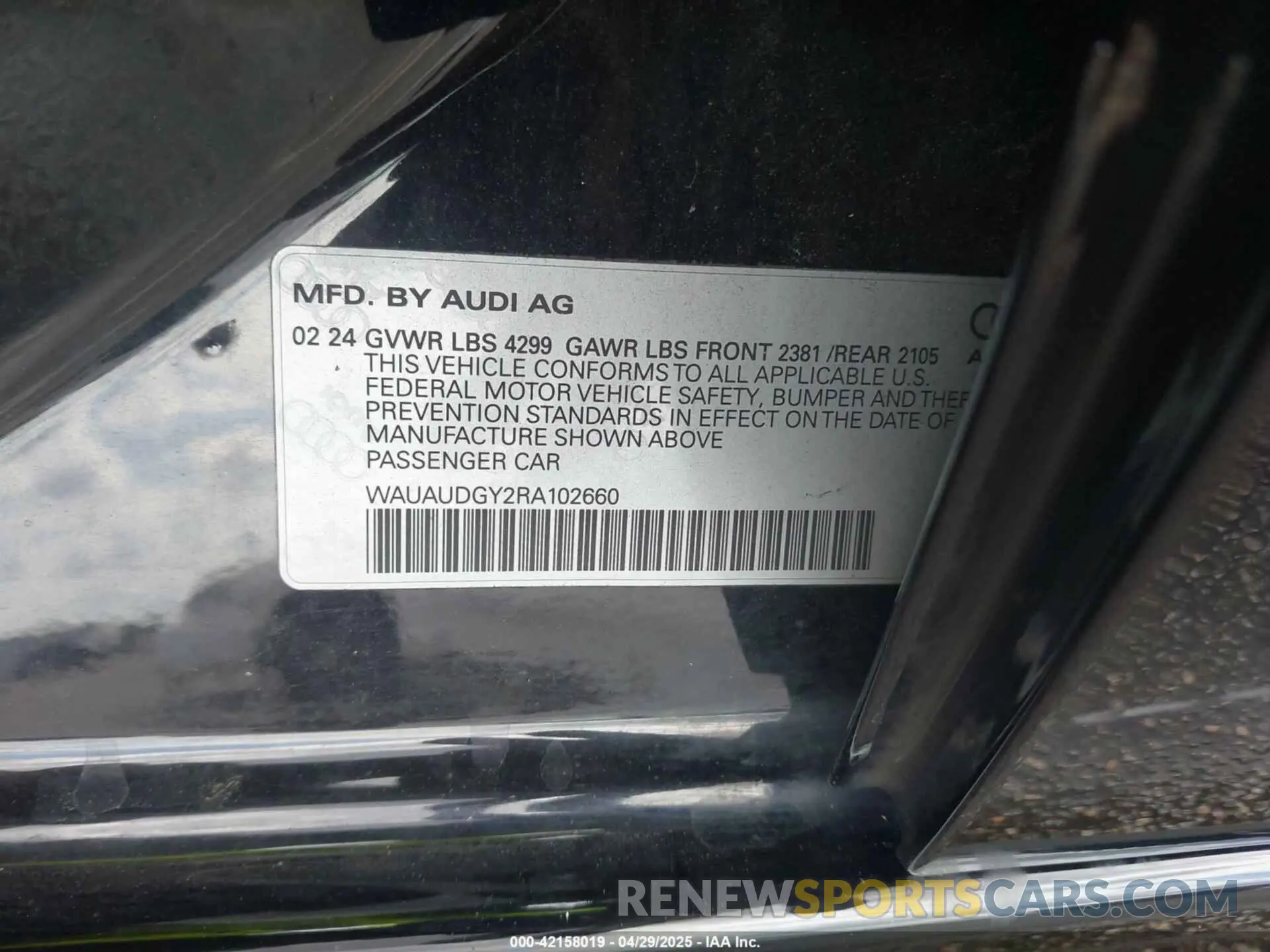 9 Photograph of a damaged car WAUAUDGY2RA102660 AUDI A3 2024