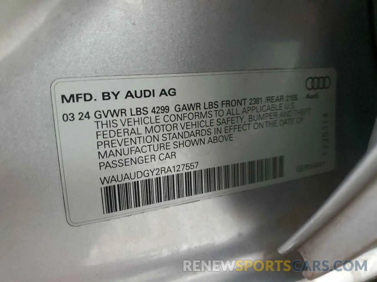 13 Photograph of a damaged car WAUAUDGY2RA127557 AUDI A3 2024