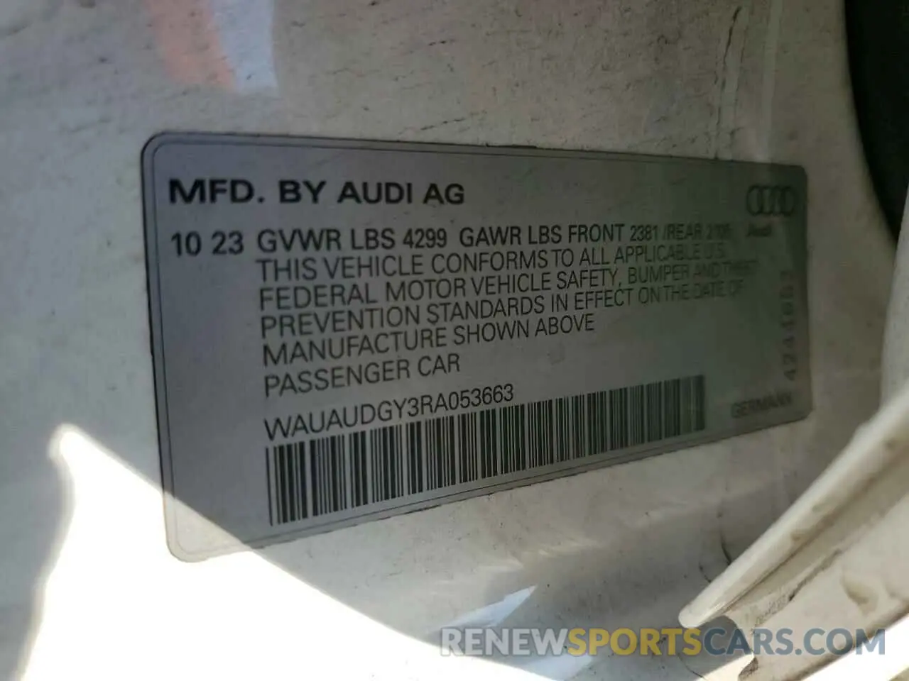 14 Photograph of a damaged car WAUAUDGY3RA053663 AUDI A3 2024