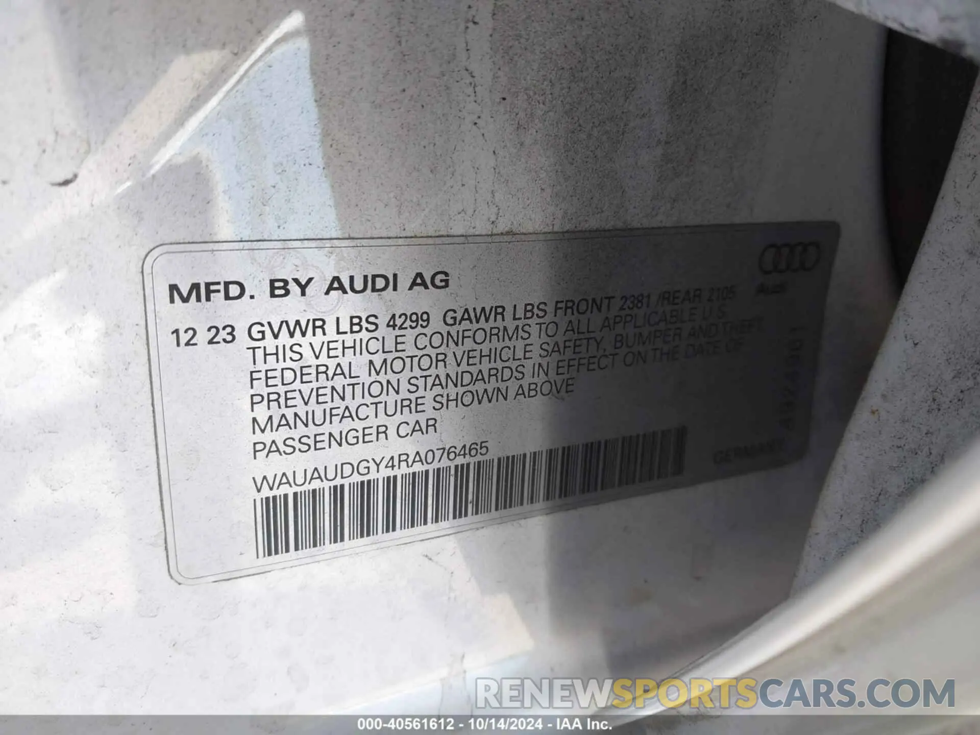 9 Photograph of a damaged car WAUAUDGY4RA076465 AUDI A3 2024