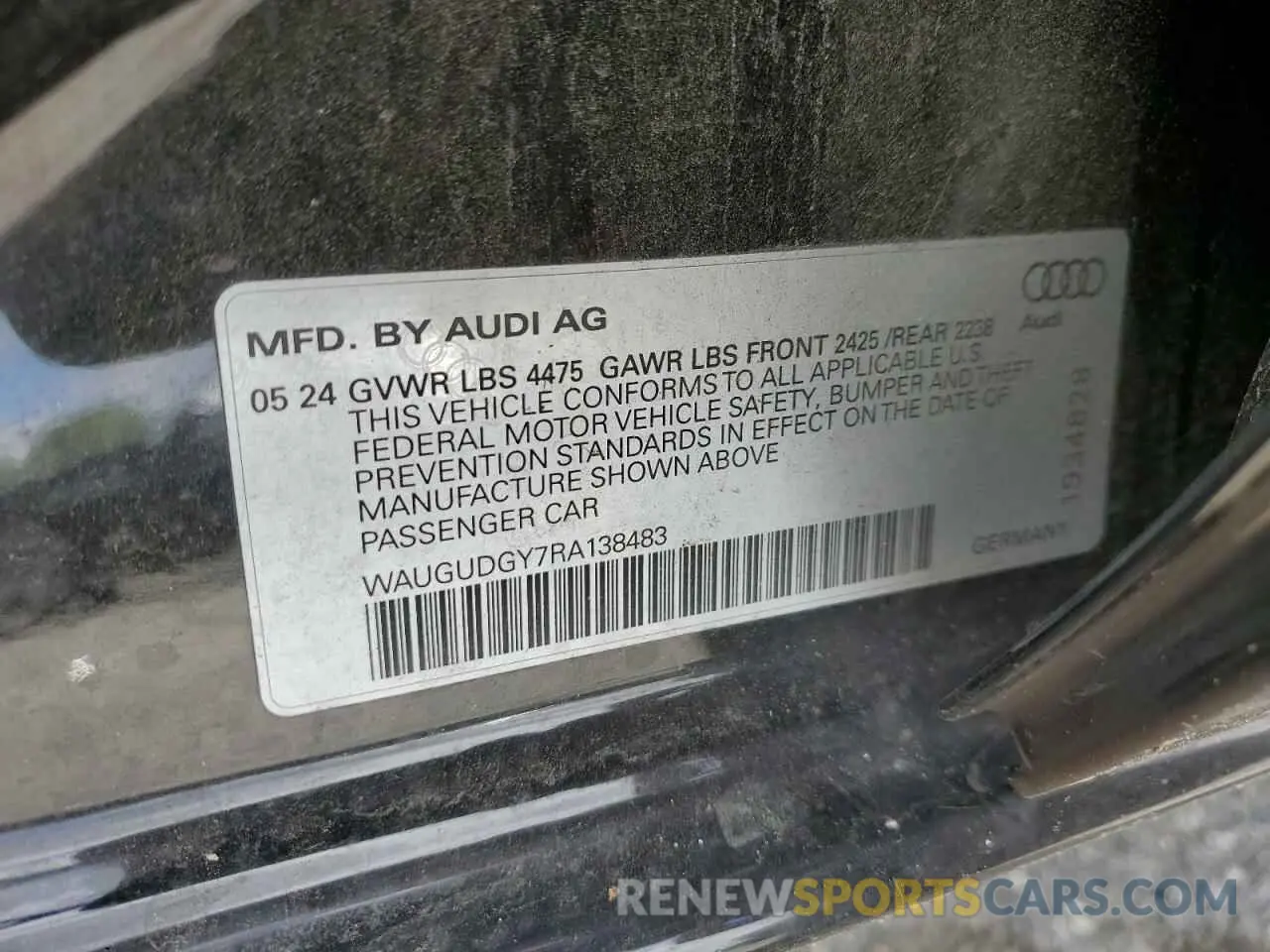 14 Photograph of a damaged car WAUGUDGY7RA138483 AUDI A3 2024