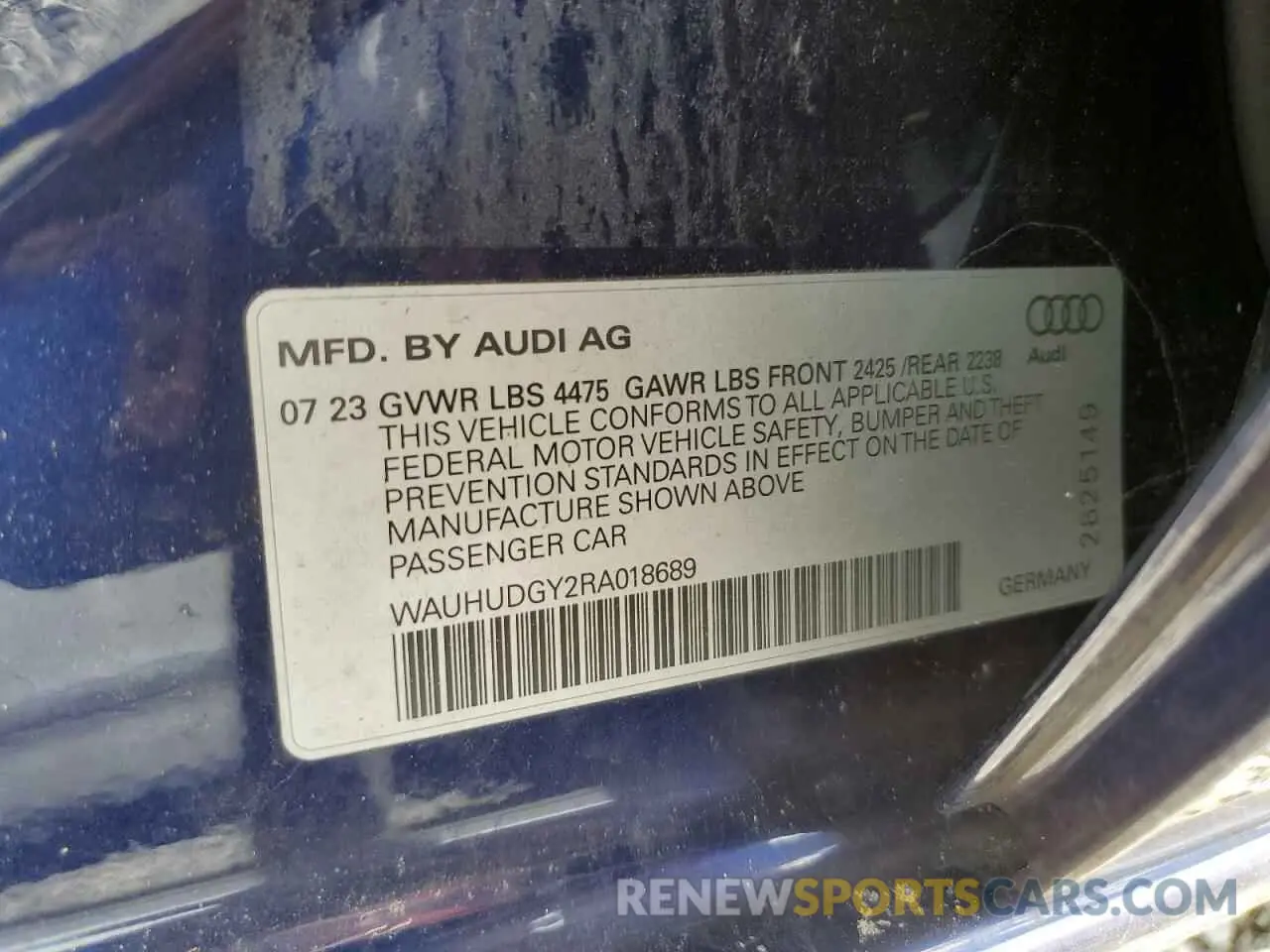 13 Photograph of a damaged car WAUHUDGY2RA018689 AUDI A3 2024