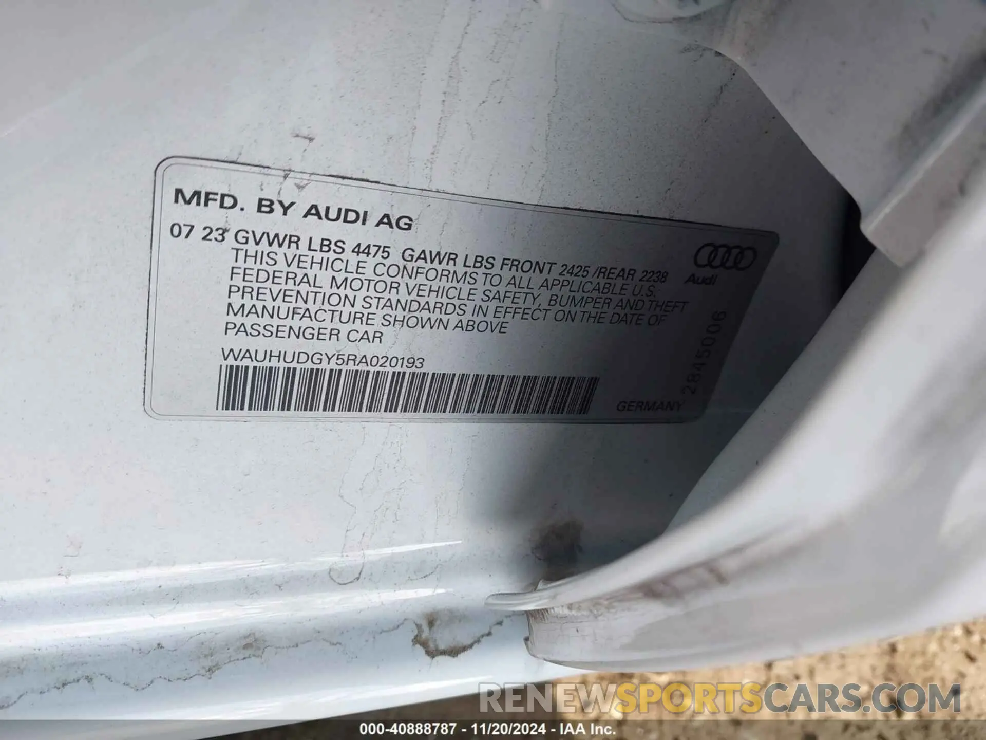9 Photograph of a damaged car WAUHUDGY5RA020193 AUDI A3 2024