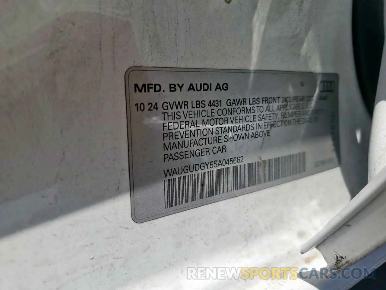 12 Photograph of a damaged car WAUGUDGY5SA045662 AUDI A3 2025