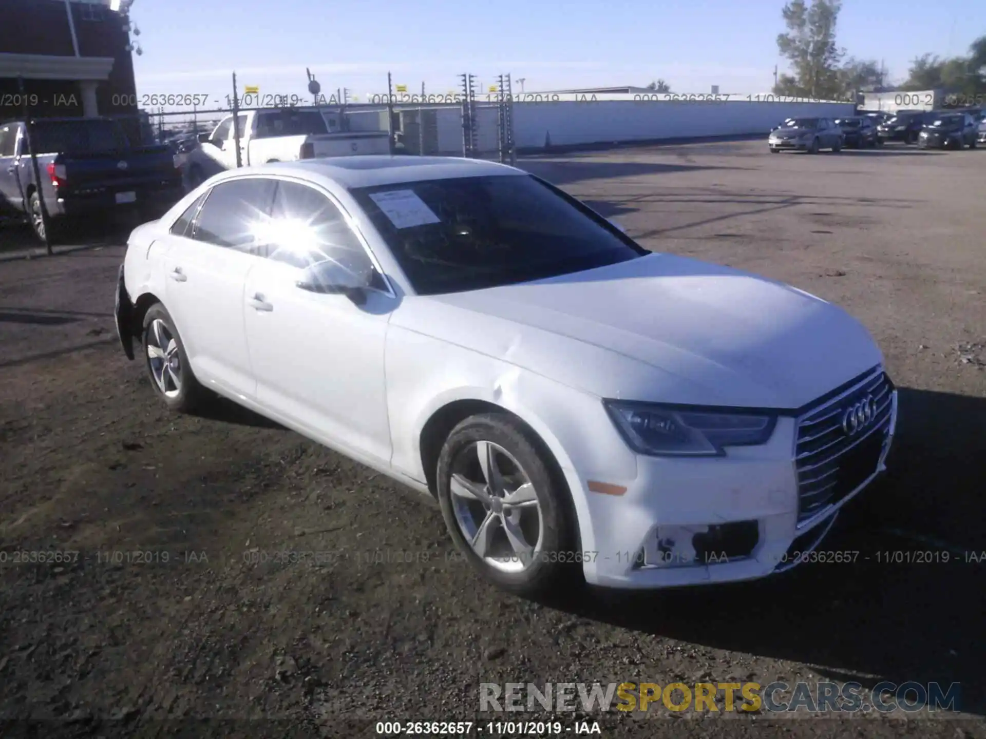 1 Photograph of a damaged car 0WAUGMAF46KN00455 AUDI A4 2019