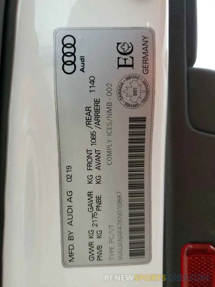 12 Photograph of a damaged car WAUANAF47KN010887 AUDI A4 2019