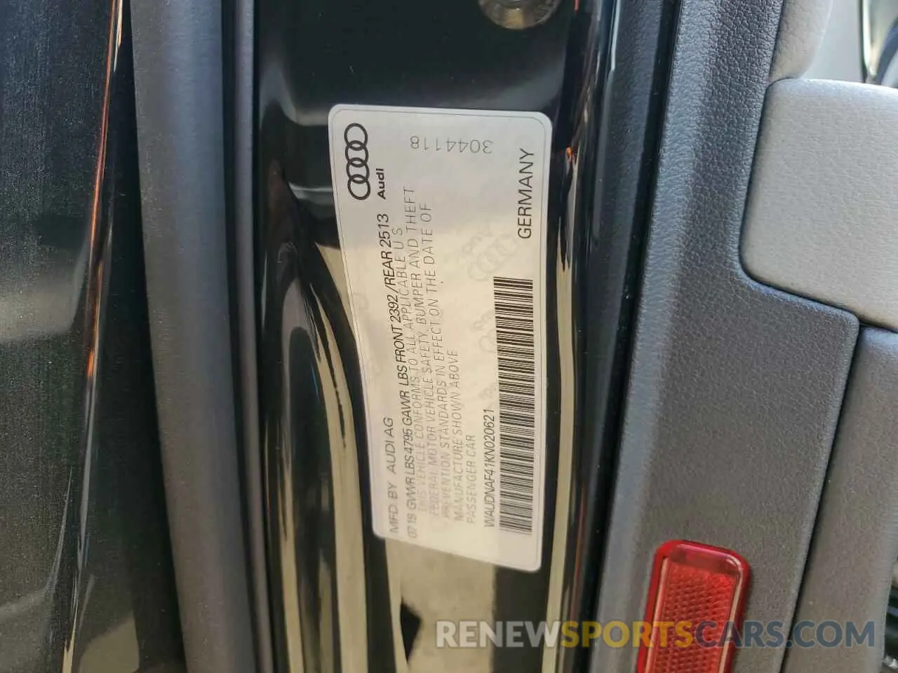 12 Photograph of a damaged car WAUDNAF41KN020621 AUDI A4 2019