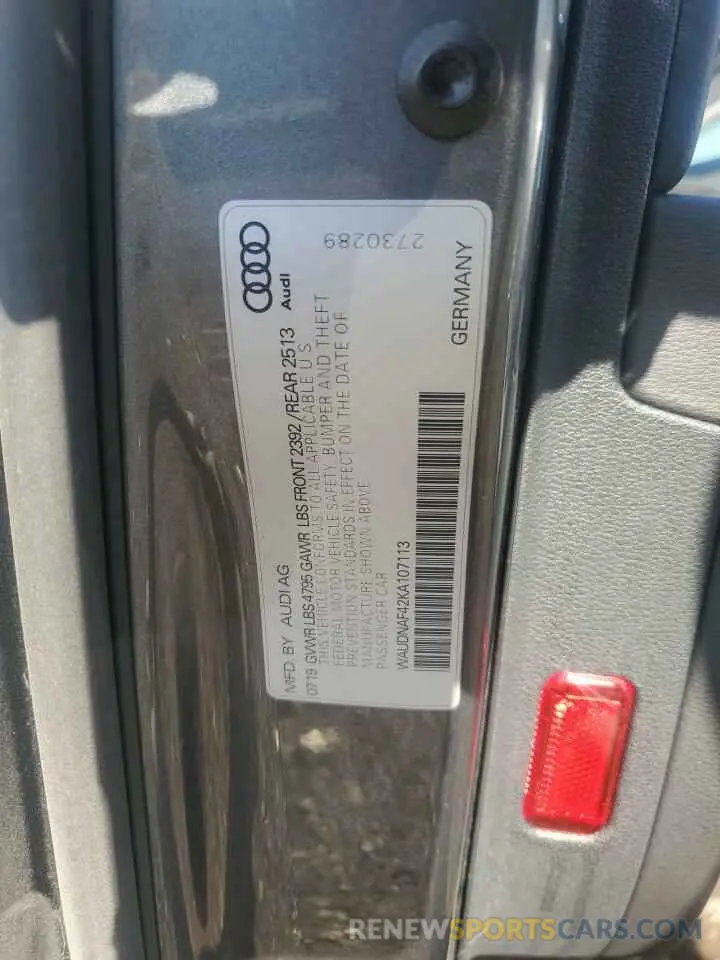 13 Photograph of a damaged car WAUDNAF42KA107113 AUDI A4 2019
