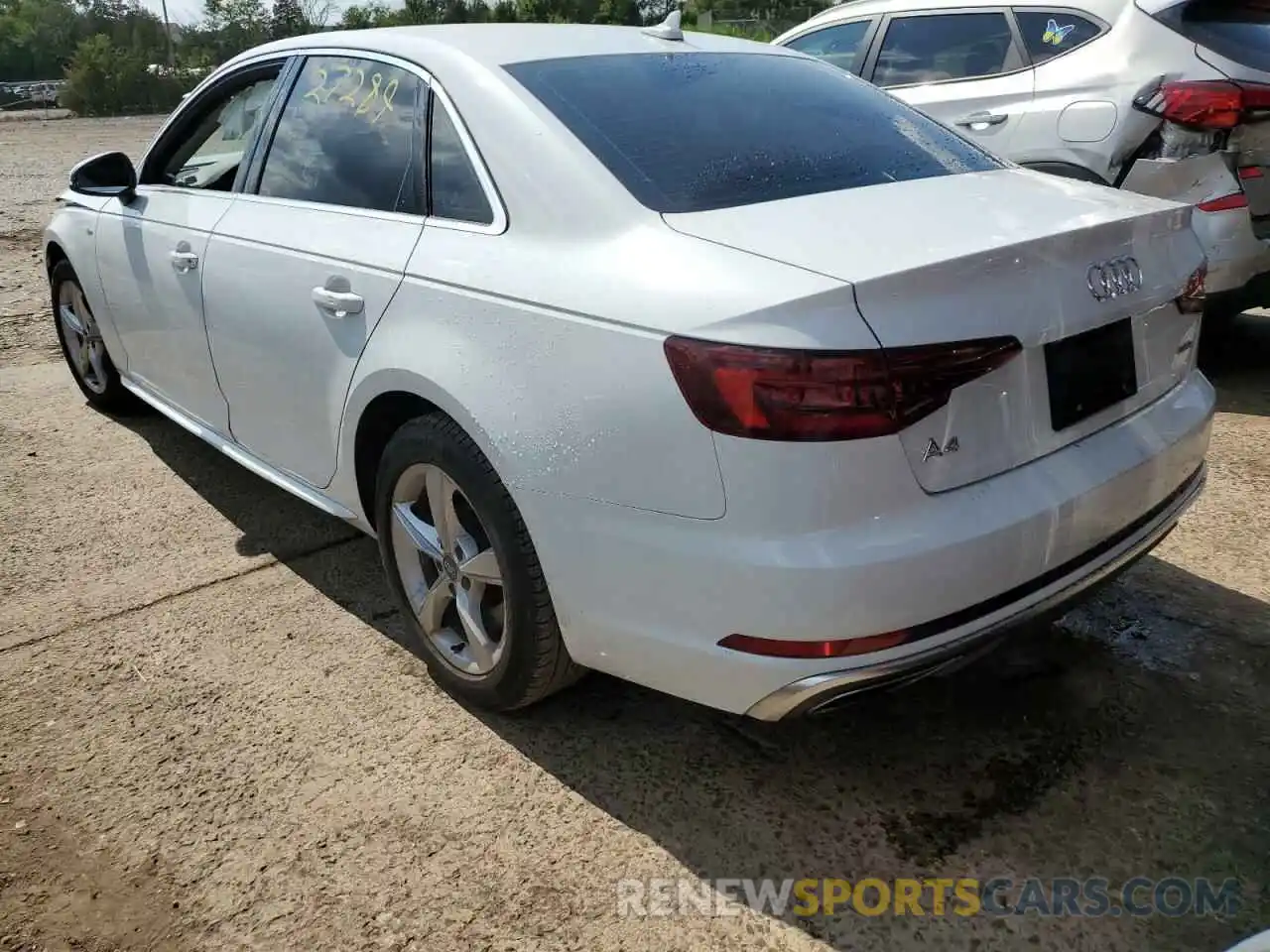 3 Photograph of a damaged car WAUDNAF43KN018398 AUDI A4 2019