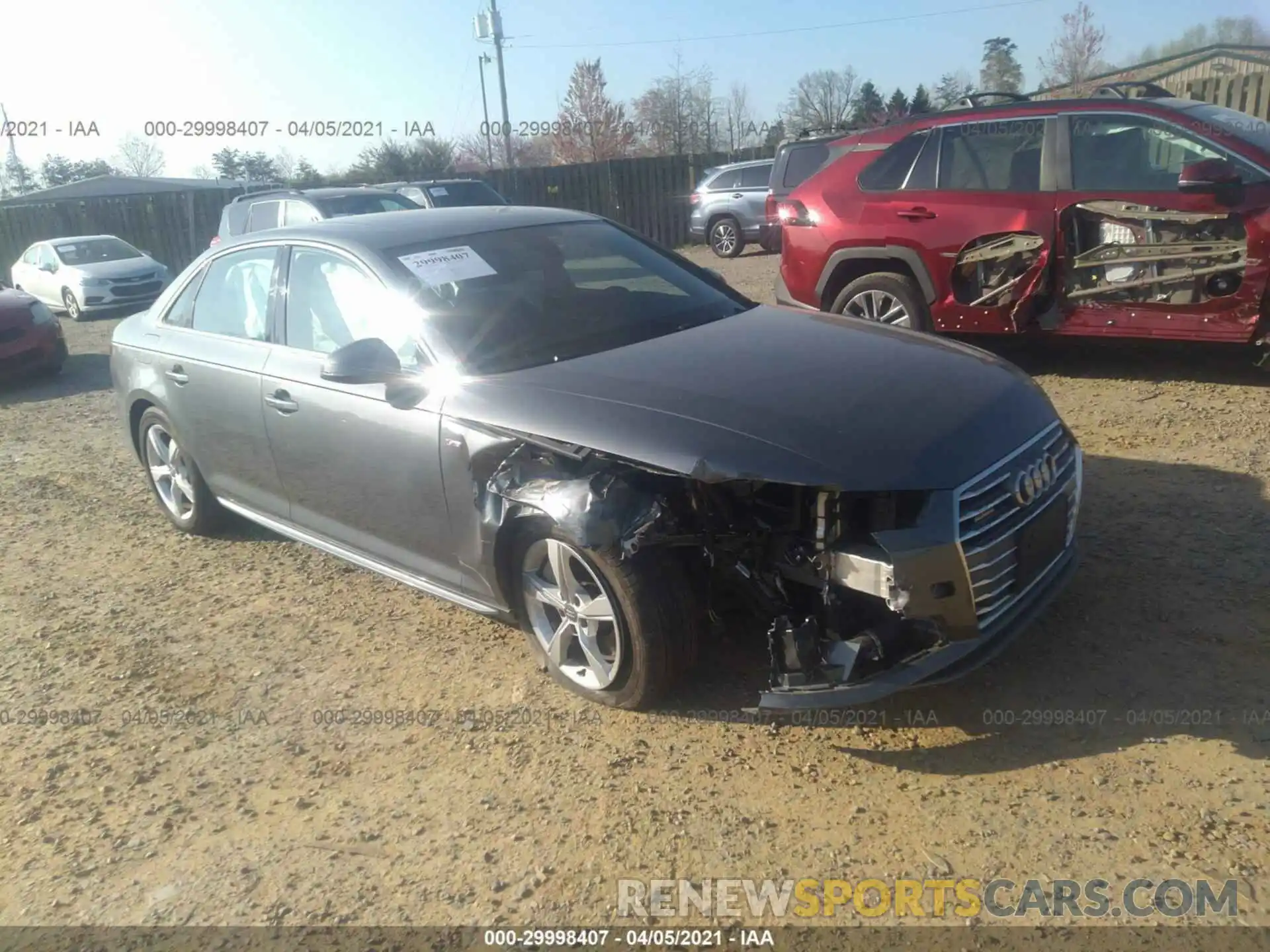 1 Photograph of a damaged car WAUDNAF44KA023228 AUDI A4 2019