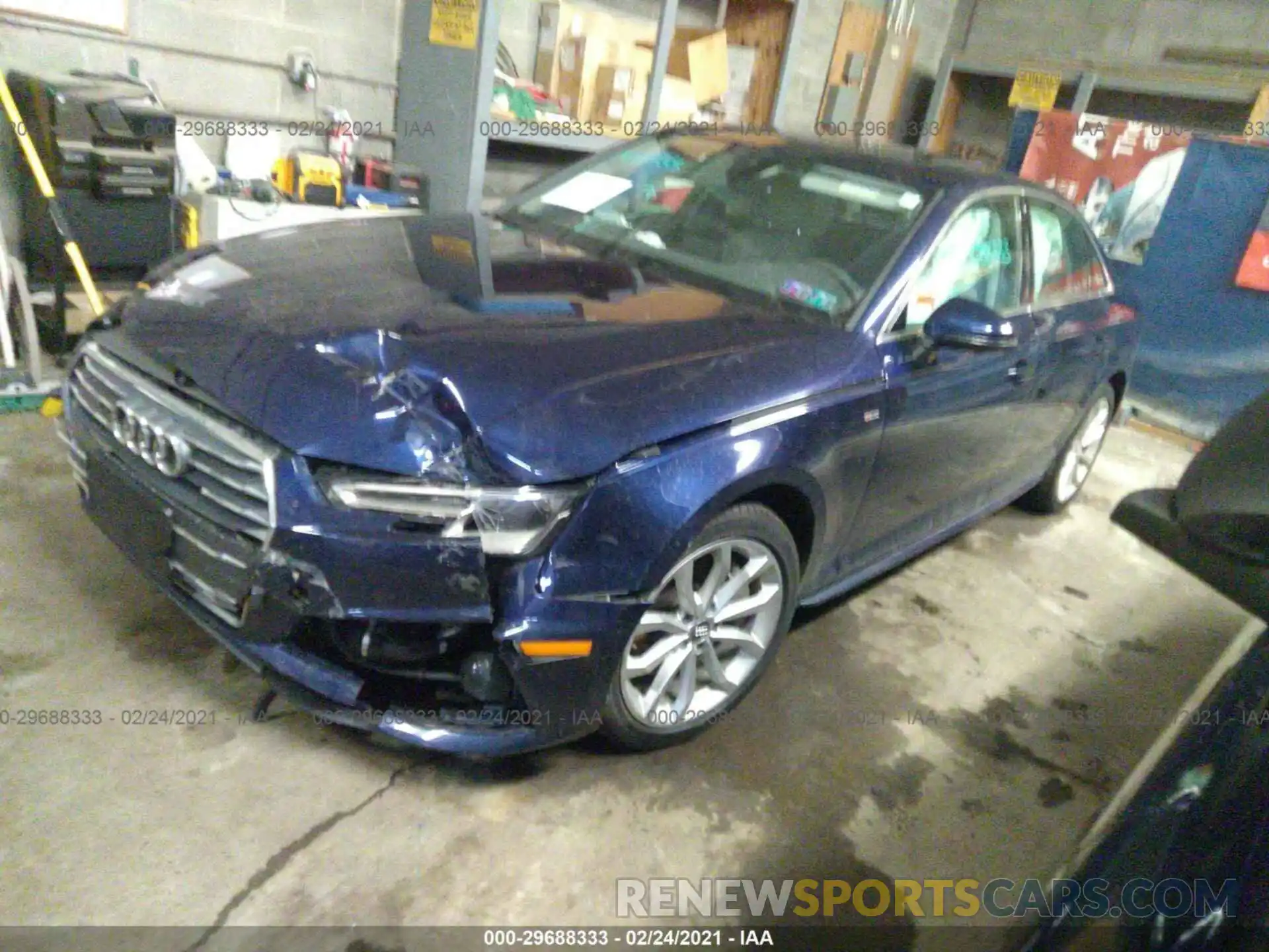 2 Photograph of a damaged car WAUDNAF44KN018328 AUDI A4 2019