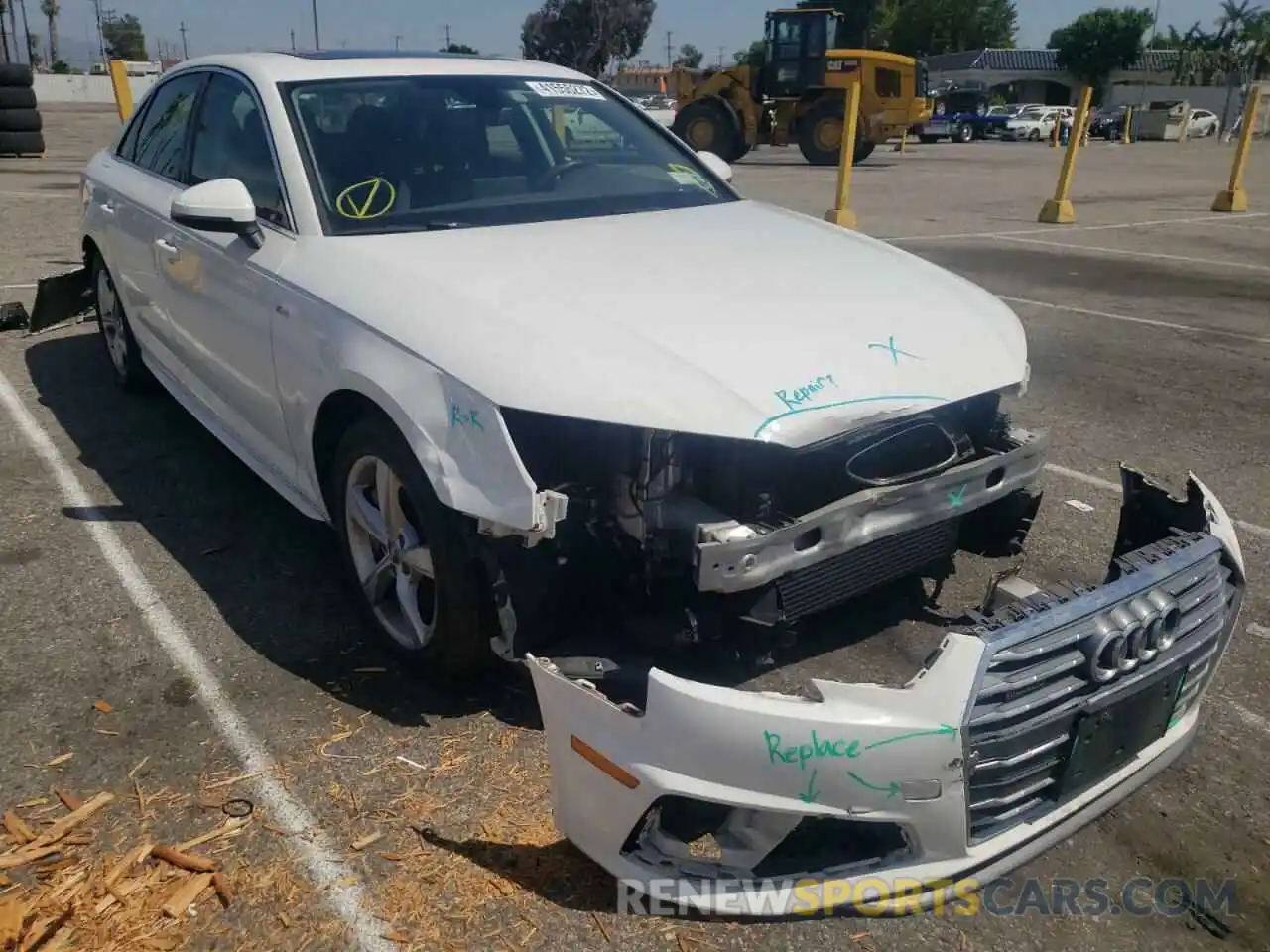 1 Photograph of a damaged car WAUDNAF46KA011372 AUDI A4 2019