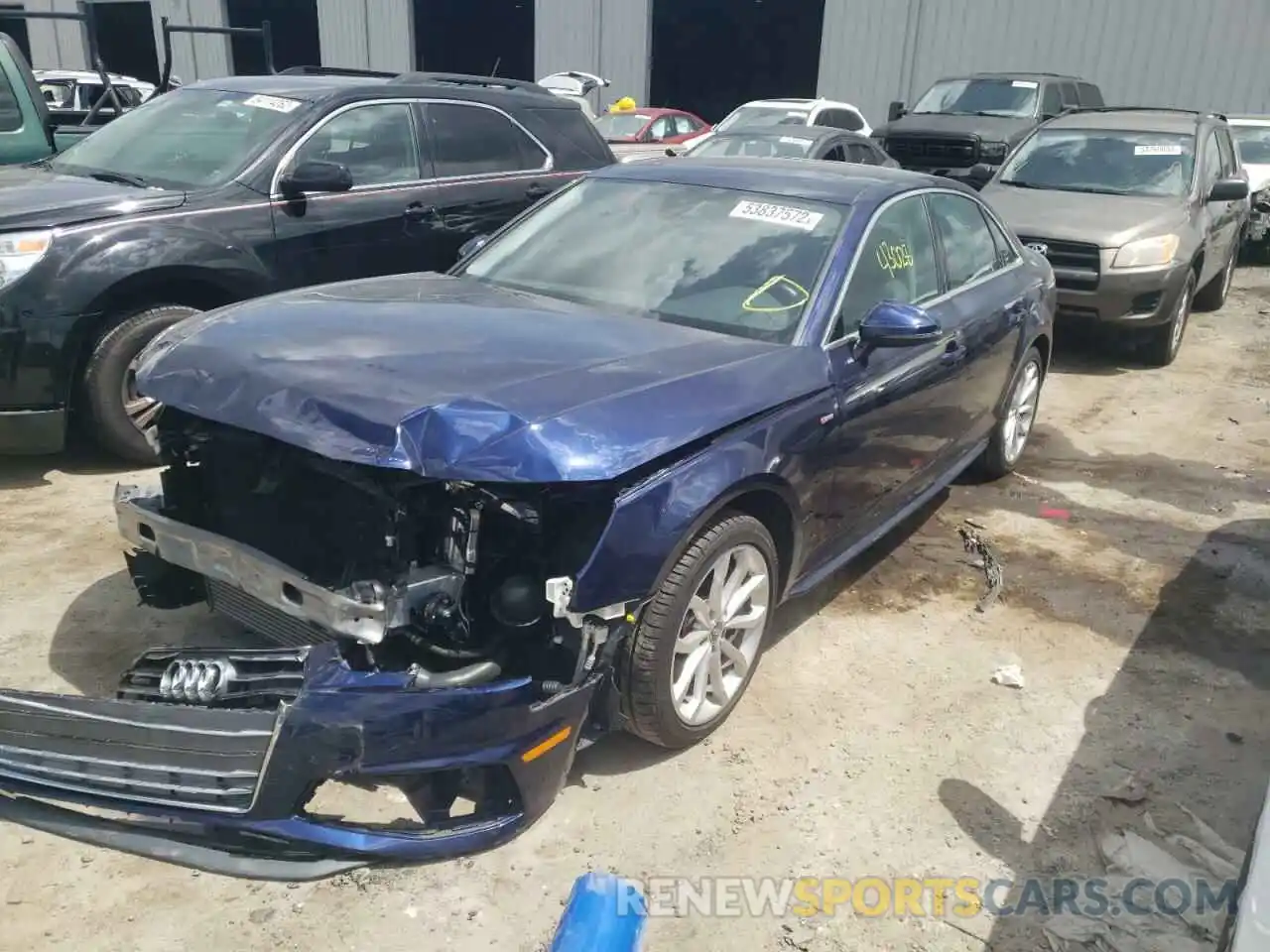 2 Photograph of a damaged car WAUDNAF48KA024978 AUDI A4 2019