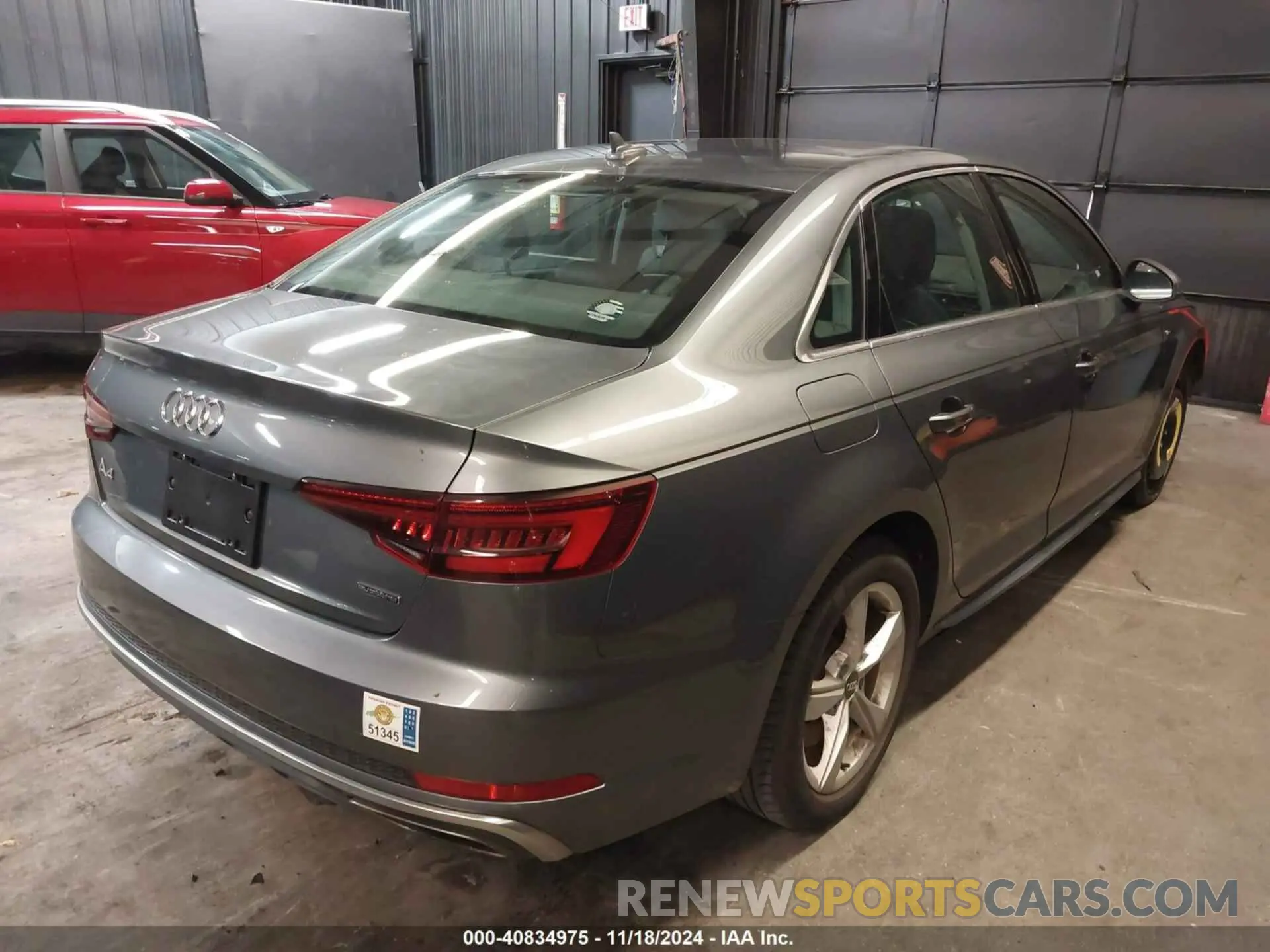 4 Photograph of a damaged car WAUDNAF4XKA022195 AUDI A4 2019