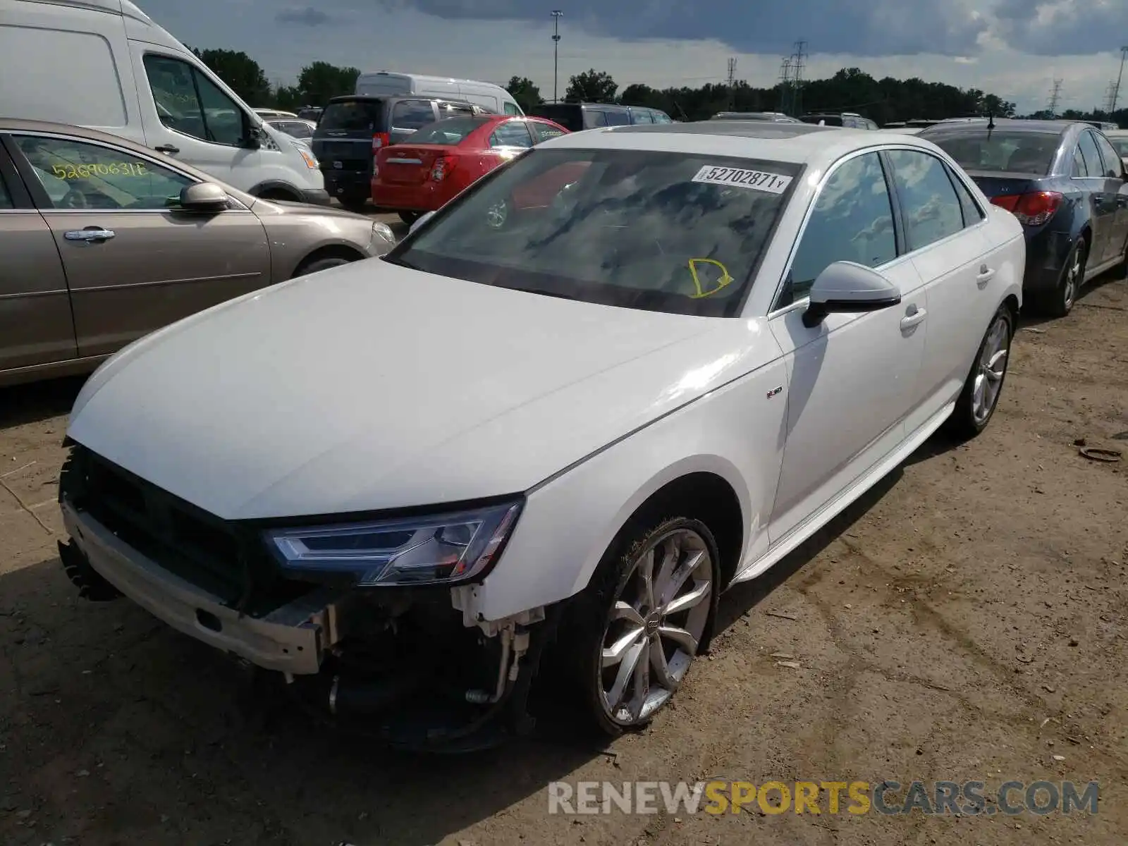 2 Photograph of a damaged car WAUENAF48KN002637 AUDI A4 2019