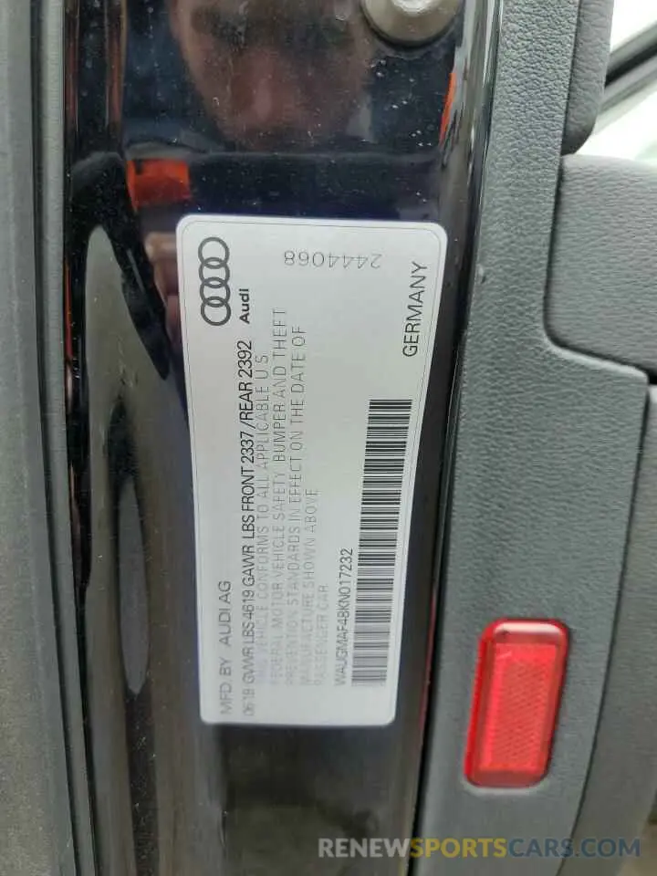 12 Photograph of a damaged car WAUGMAF48KN017232 AUDI A4 2019