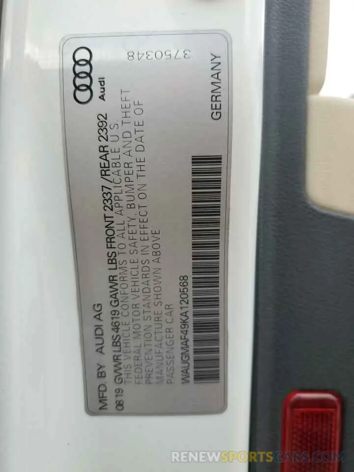 12 Photograph of a damaged car WAUGMAF49KA120568 AUDI A4 2019