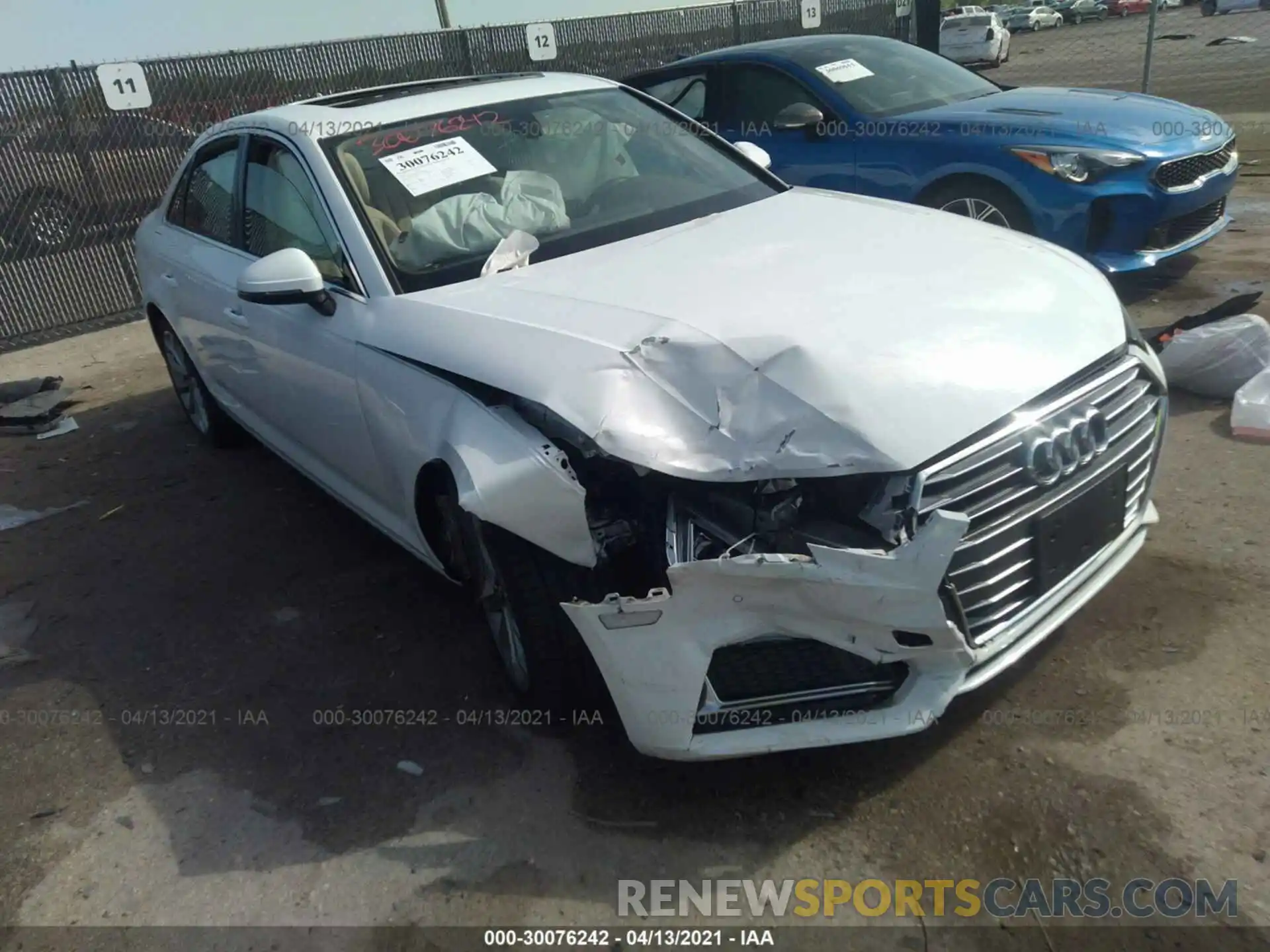 1 Photograph of a damaged car WAUHMAF47KA033692 AUDI A4 2019