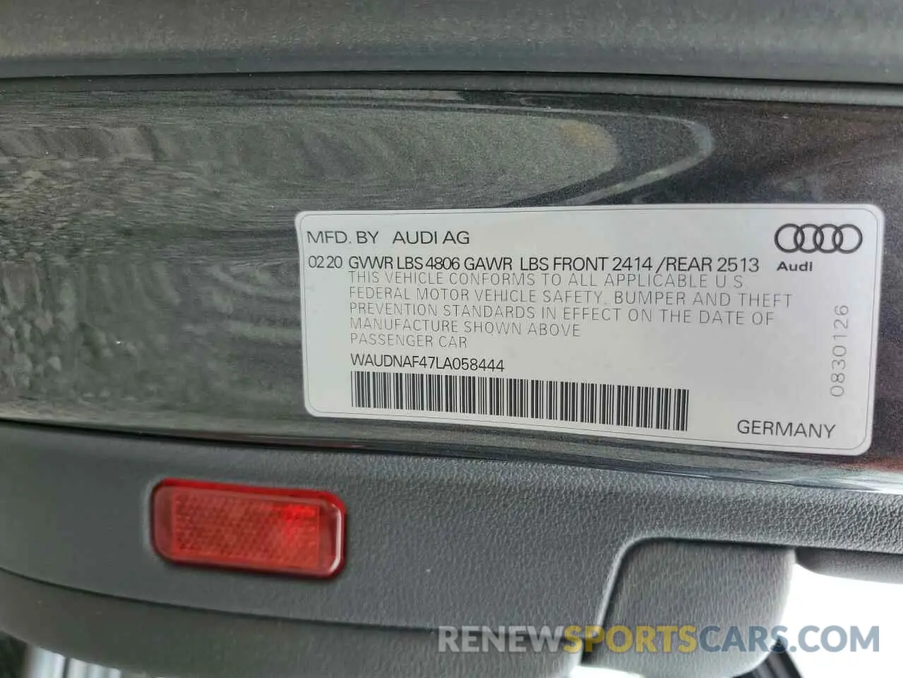 12 Photograph of a damaged car WAUDNAF47LA058444 AUDI A4 2020