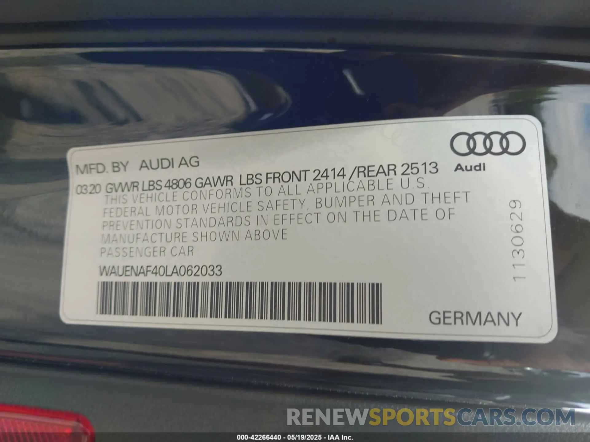 9 Photograph of a damaged car WAUENAF40LA062033 AUDI A4 2020