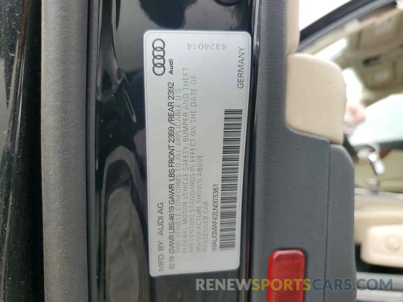12 Photograph of a damaged car WAUGMAF42LN003361 AUDI A4 2020