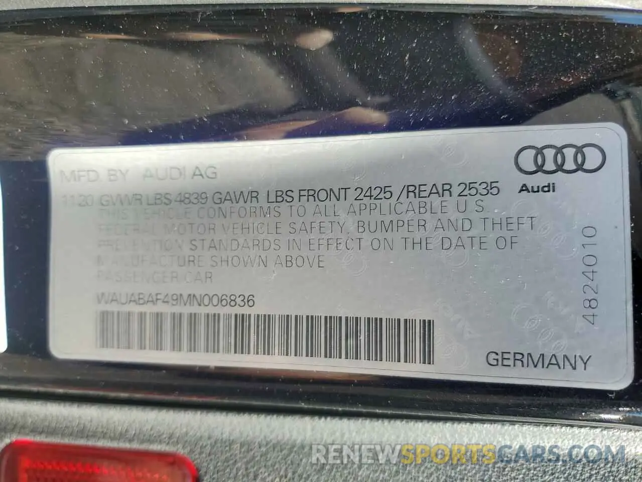 12 Photograph of a damaged car WAUABAF49MN006836 AUDI A4 2021