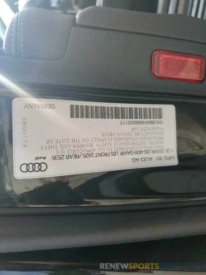 13 Photograph of a damaged car WAUBBAF48MA033117 AUDI A4 2021
